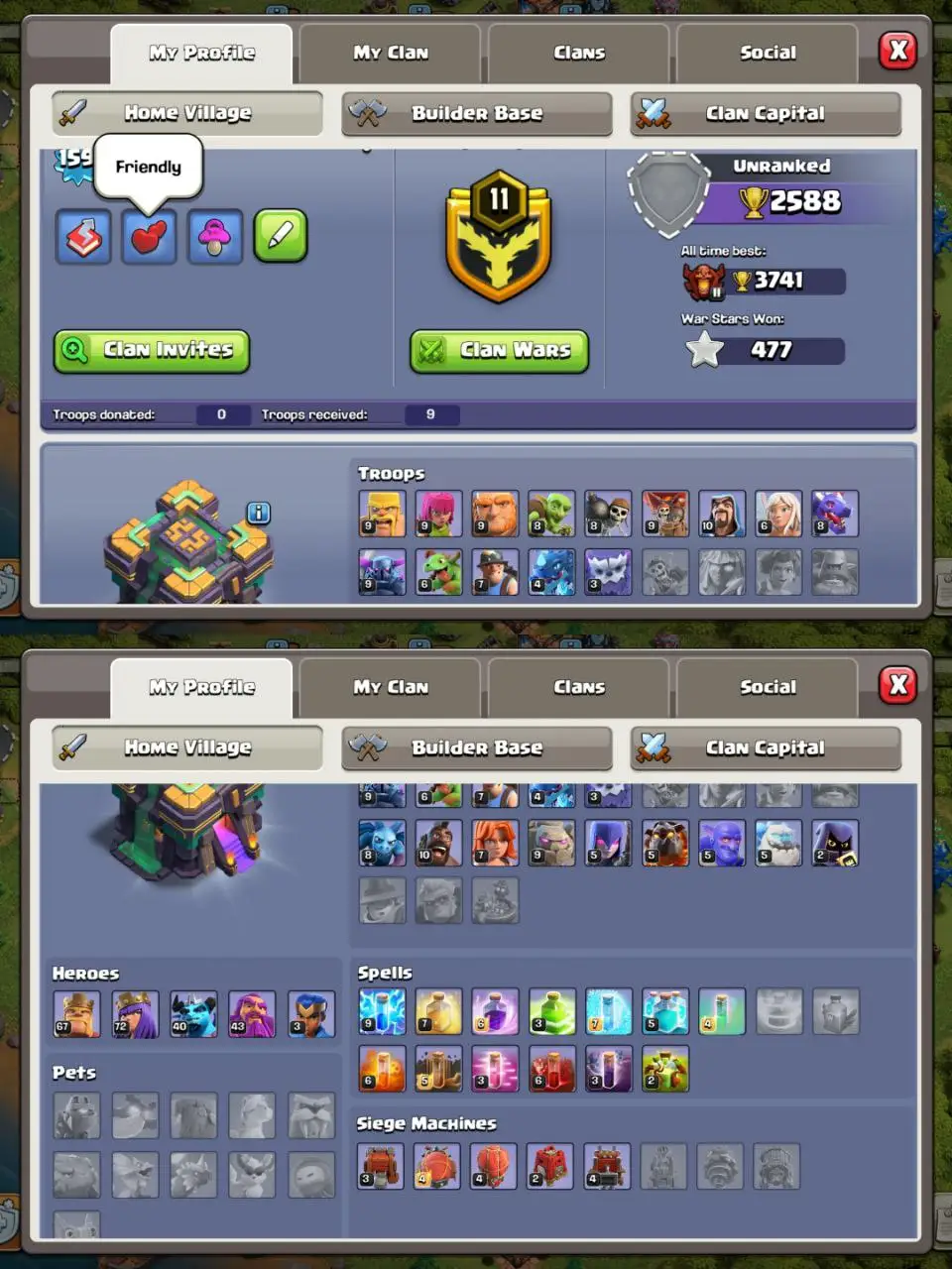 [#653]  SEMI-MAX TH 14 | 67-72-40-43-3 HEROES | 163 CWL MEDALS | STACKED MAGIC ITEMS | 500 RENAME | BEST EQUIPMENT | 5 HEROES SKIN | INSTANT DELIVERY