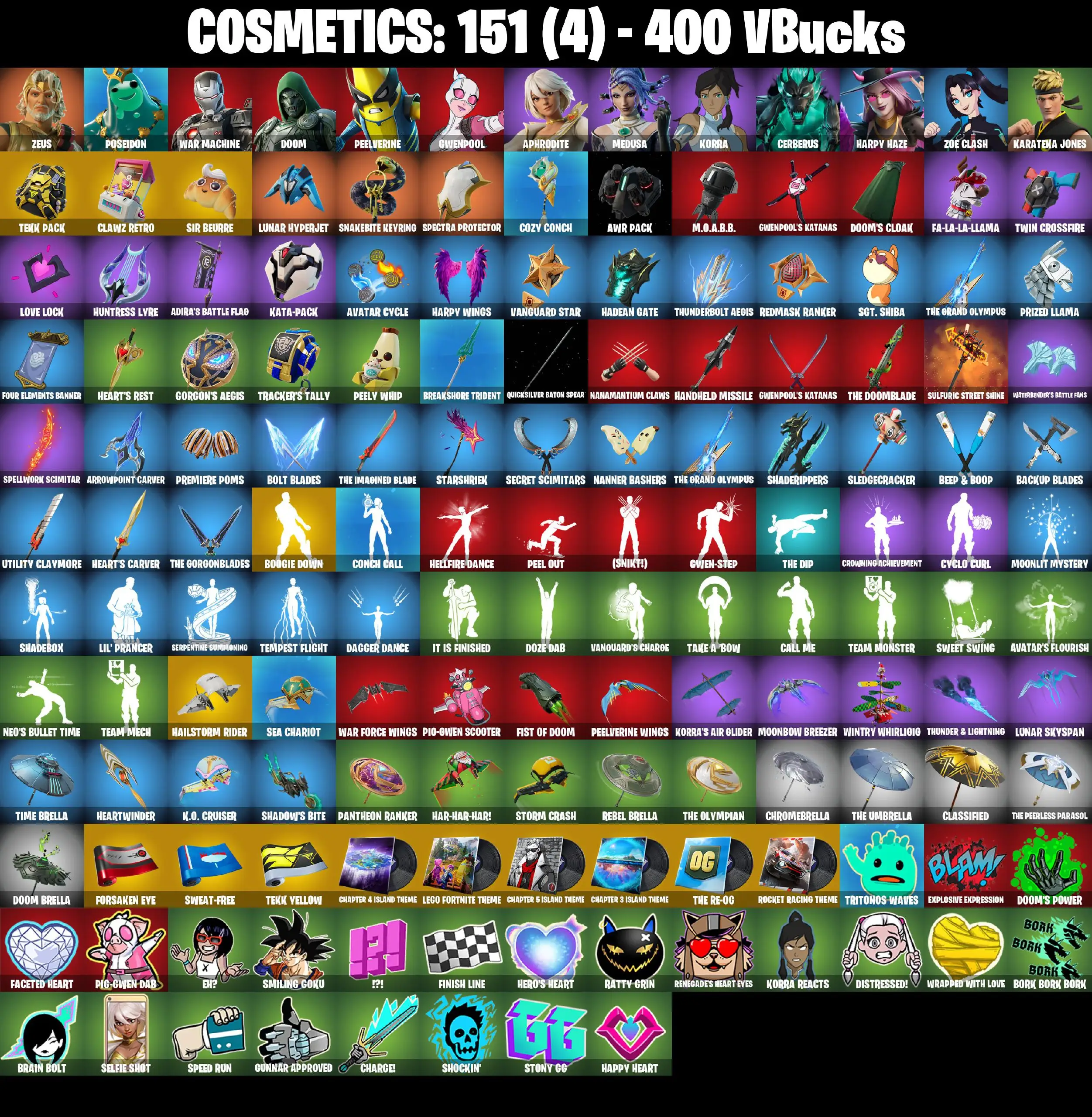 [PC/PSN/XBOX] 13 skins | Tekk Pack | Clawz Retro | Sir Beurre | Boogie Down | Hailstorm Rider | Zeus | Poseidon | War Machine | Doom | Peelverine | Gwenpool