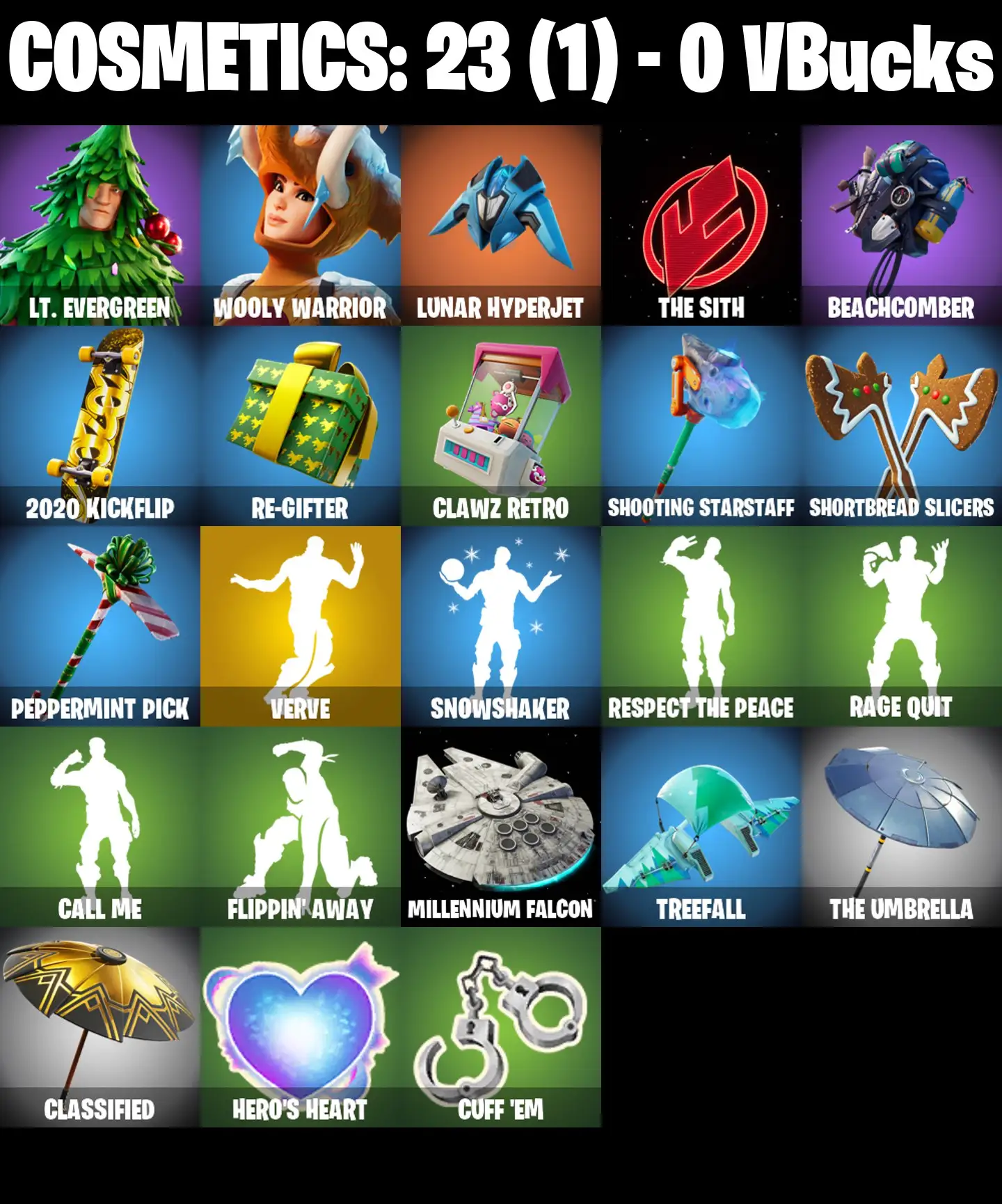 [PC/PSN/XBOX] 2 skins | Verve | Lt. Evergreen | Wooly Warrior | Lunar Hyperjet | The Sith | Beachcomber | 2020 Kickflip | Re-gifter | Clawz Retro | 0 VB