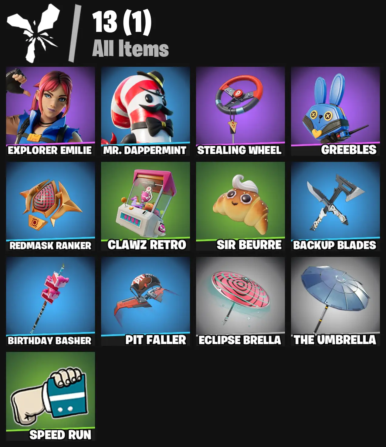 [PC/PSN/XBOX] 2 skins | Explorer Emilie | Mr. Dappermint | Stealing Wheel | Greebles | Redmask Ranker | Clawz Retro | Sir Beurre | Backup Blades | 0 VB
