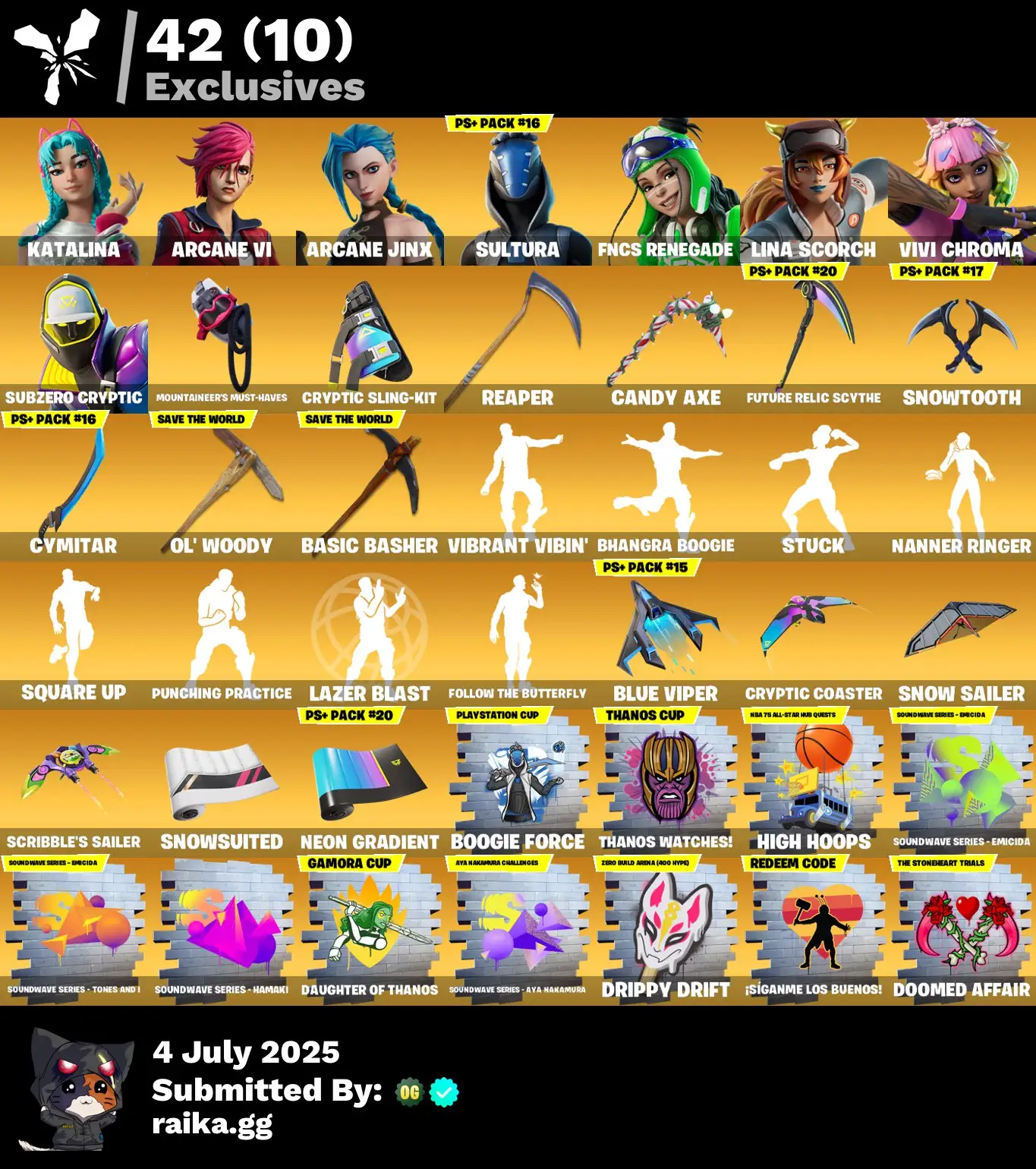 311 Skins · 115 Paid · Renegade Raider, Aerial Assault Bomber, Darth Vader, Peter Griffin & More!
