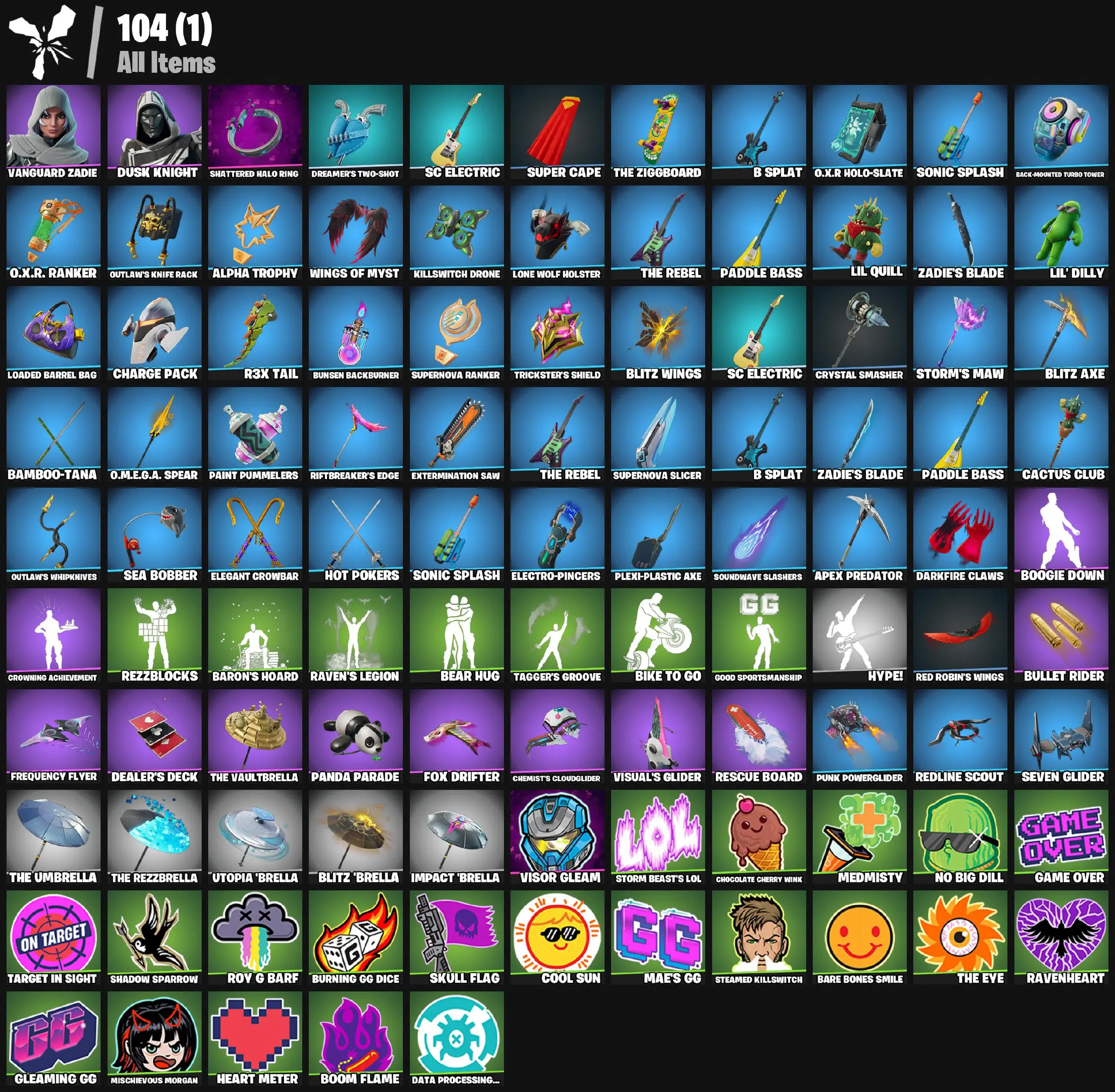 [PC/PSN/XBOX] 2 skins | Vanguard Zadie | Blitz Knight | Shattered Halo Ring | Dreamer's Two-Shot | SC Electric | Super Cape | The Ziggboard | 400 VB