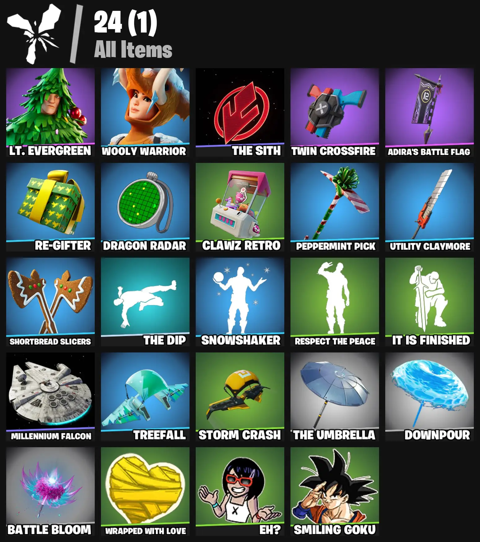 [PC/PSN/XBOX] 2 skins | Lt. Evergreen | Wooly Warrior | The Sith | Twin Crossfire | Adira's Battle Flag | Re-gifter | Dragon Radar | Clawz Retro | 200 VB