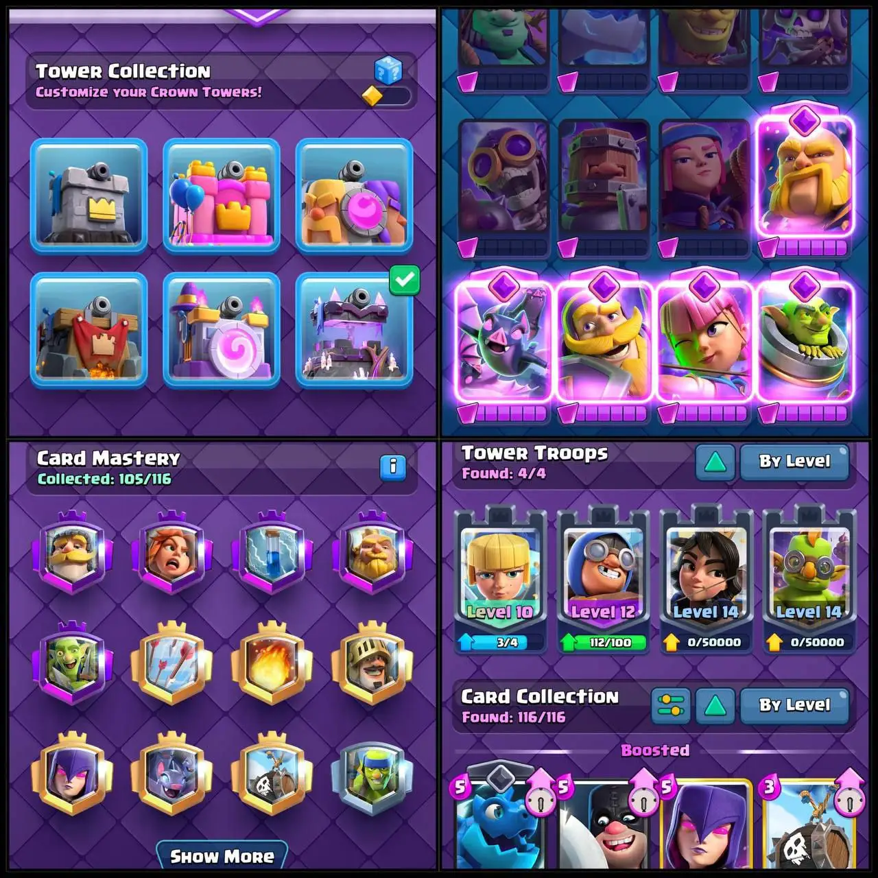 GOD TIER CR ACCOUNT | 20 WIN GOBLIN EMOTE 🎉 | LVL 50 | ARENA 22 | KT12 | 5 EVOLVED, 10 MAX | 54 EMOTES | READY TO GO ✅