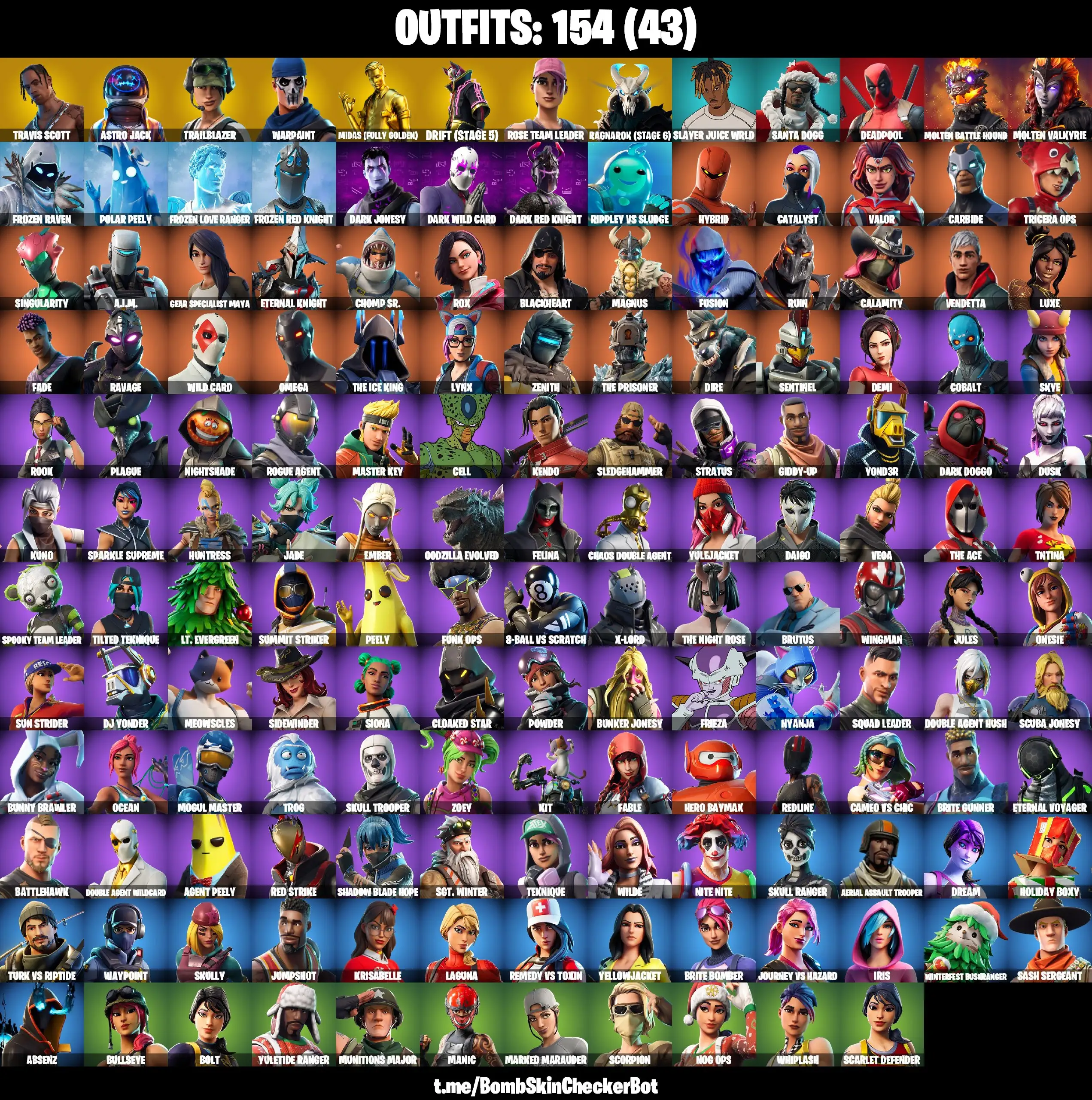 【154 SKINS】 TRAVIS SCOTT ❤️ OG STW ❤️ ASTRO JACK ❤️ ORANGE JUSTICE ❤️   (PC/PSN/XBOX)