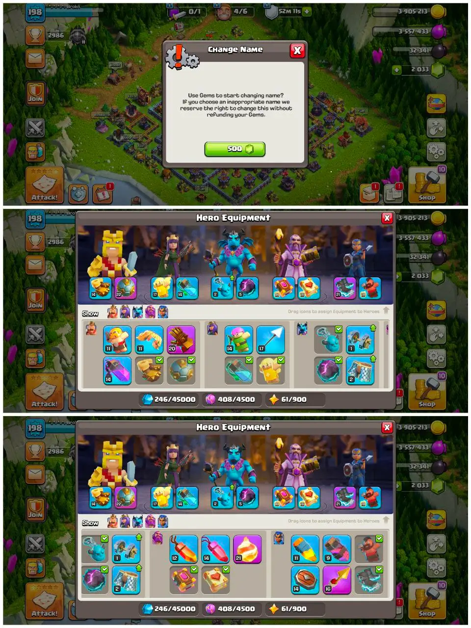 [#792] MAXED TH16 | PURPLE WALLS | 90-90-61-65-37 HEROES | BEST EQUIPMENT | 500 RENAME - GOOD MAGIC ITEMS | INSTANT DELIVERY