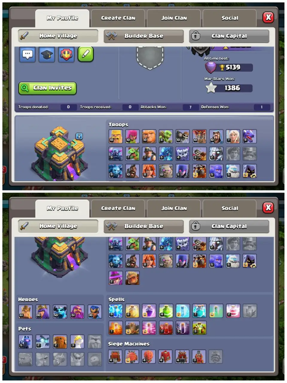 ⚔️ TH14 FOR SALE | SEMI MAXED | EQUIPMENT STACKED 🎒 GG-14 FA-21 MM-9 FB-8 | HEROES 61-80-50-51-30 | FAST TRANSFER 💨