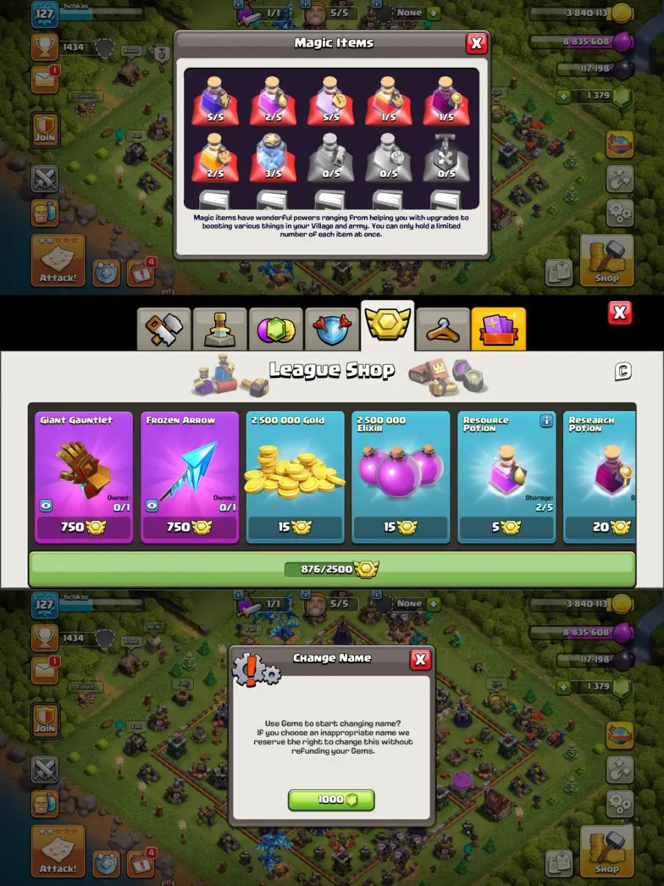 [#839] SEMI-MAX TH 13 |41-41-20-16 HEROES | SOME MAGIC ITEMS | 876 CWL MEDALS |1000 RENAME | INSTANT DELIVERY