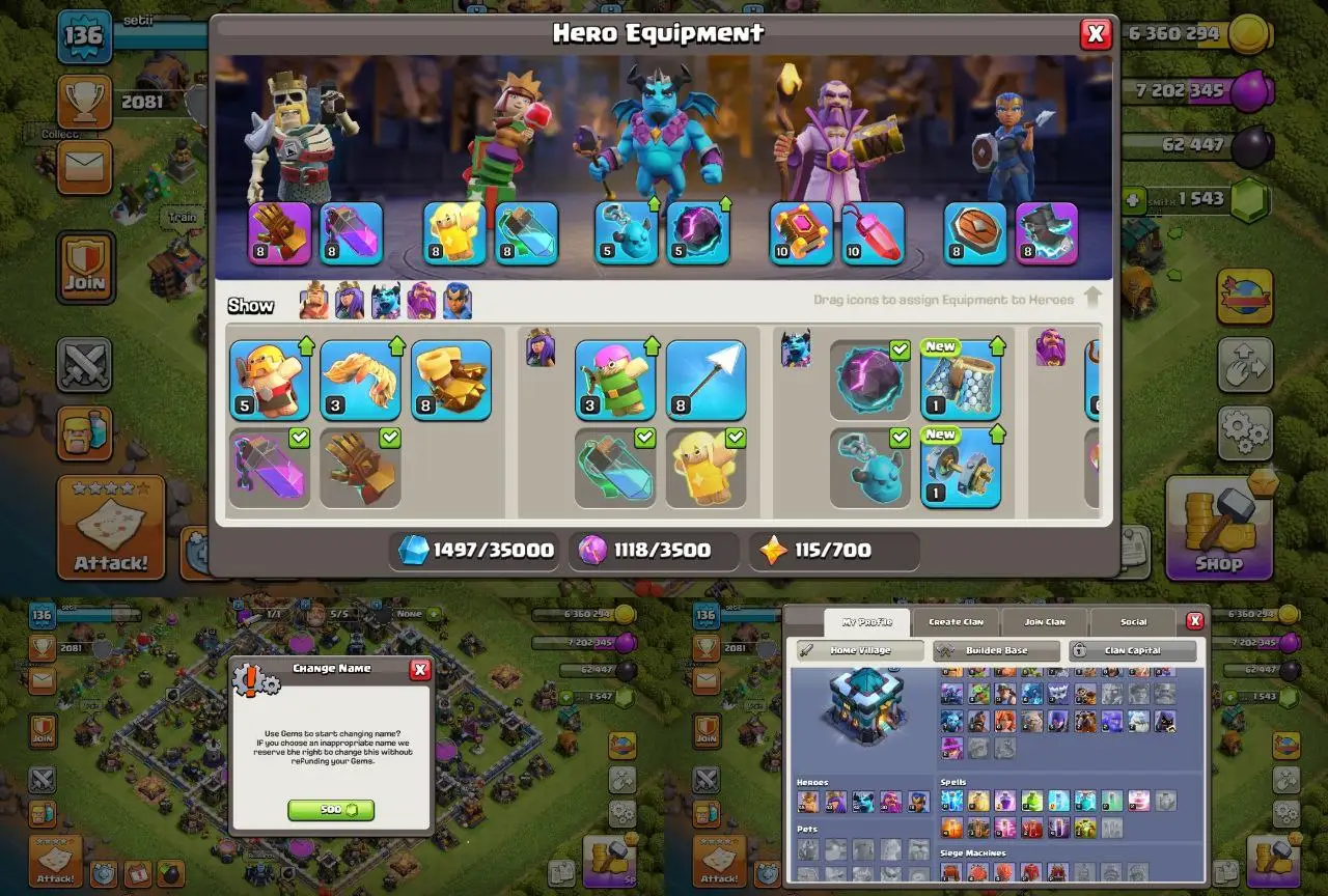 [COMBO COC AND CR] TH13 🤏DECENT👑LEV-41 / 4-YEARS OLD ACC👑2-EVO CARDS😎8- MAX CARDS❤️7542-TROPHIES🏆KT-13💫ARENA-20💥38 EMOTS🫧CHEAP👀INSTANT DELIVERY GUARANTEED🚚✅