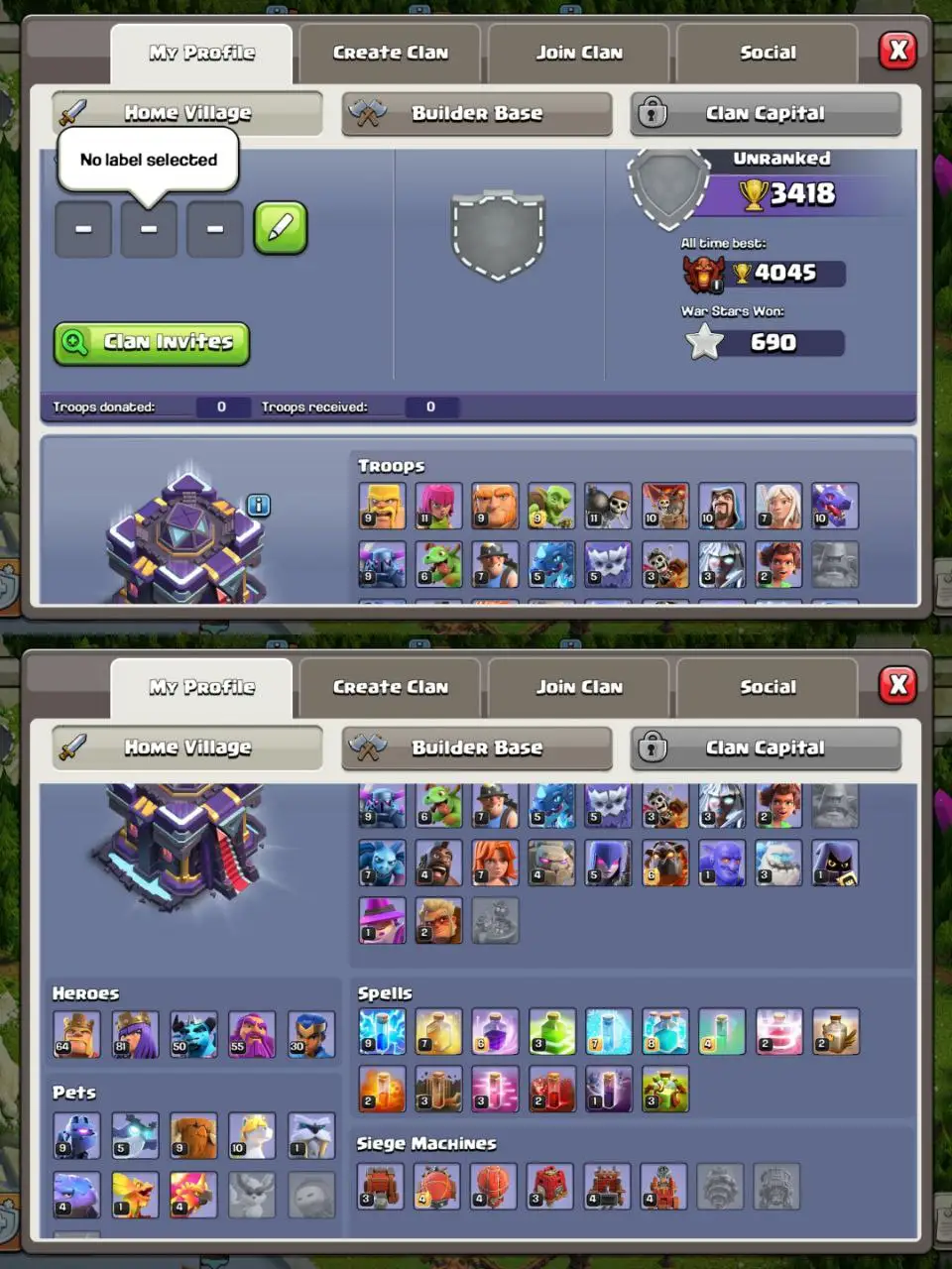 [#646]  SEMI-MAX TH 15  | 64-81-50-55-30 HEROES | BEST EQUIPMENT | 5 HEROES SKIN | STACKED MAGIC ITEMS |  500 RENAME | INSTANT DELIVERY