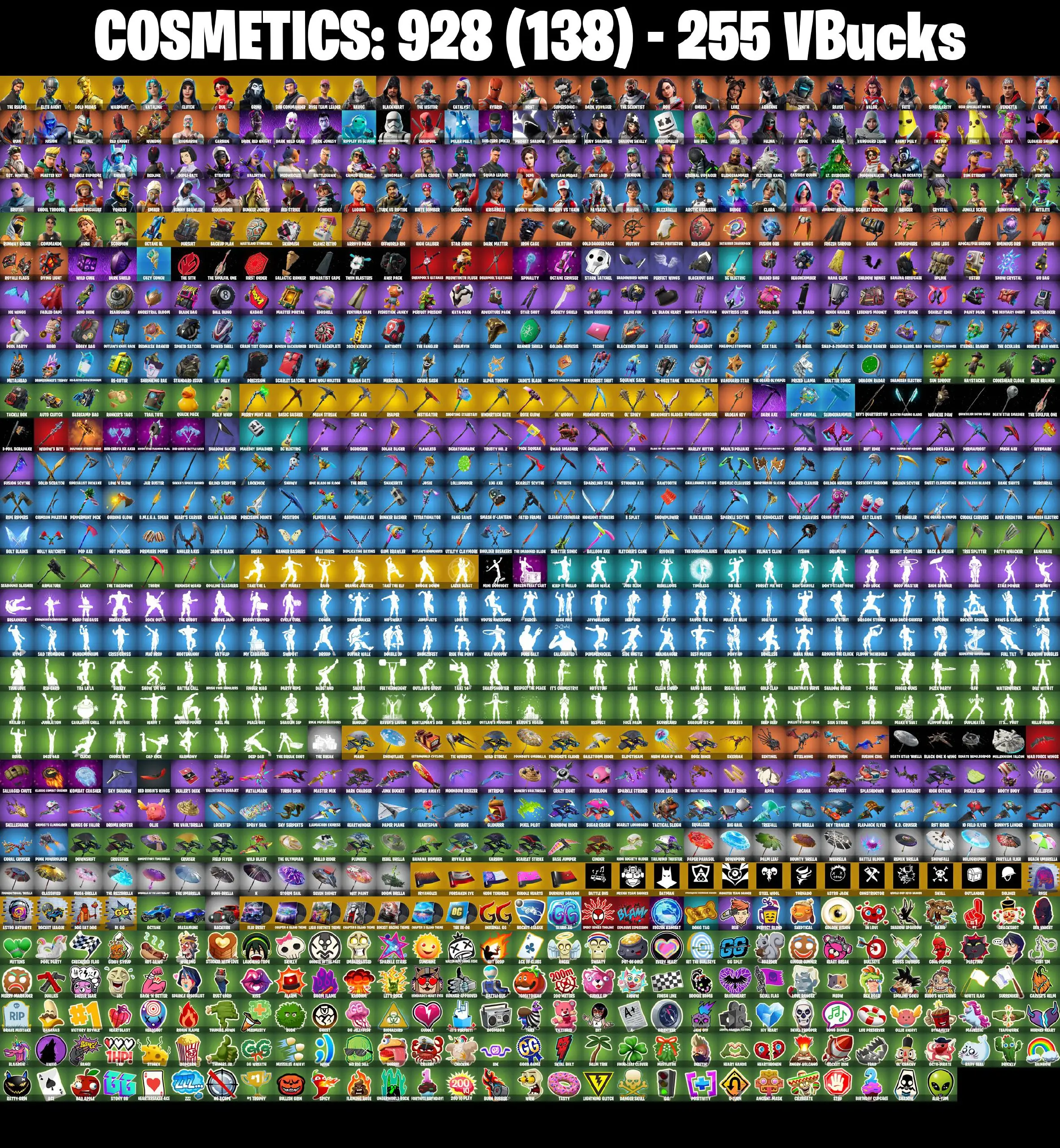[PC] 128 skins | OG STW | The Reaper | Elite Agent | Take The L | Mako | Merry Mint Axe | Gold Midas | Katalina | Clutch | Rue | Grind | Sub Commander (PARENTAL CONTROL)