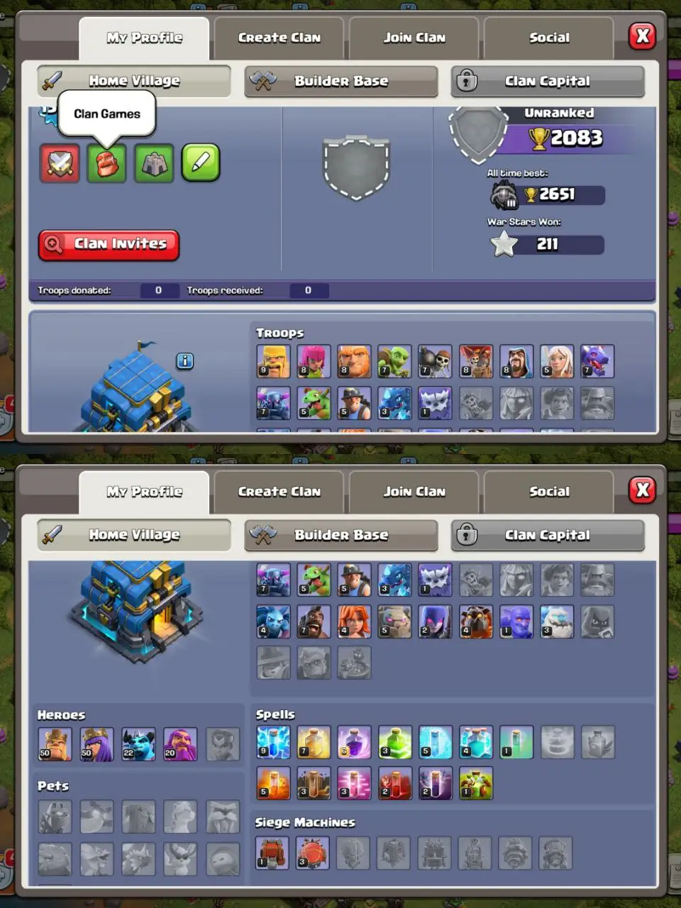 [#744] SEMI-MAX TH 12 | 50-50-22-20 HEROES | 100 CWL MEDALS | SOME MAGIC ITEMS | NICE EQUIPMENT | INSTANT DELIVERY