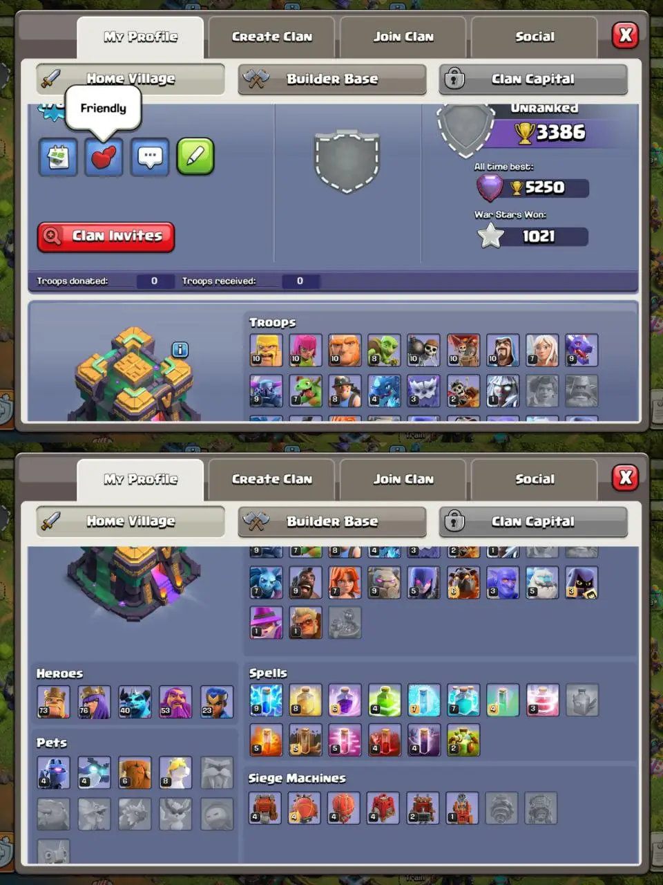 [#797] ALMOST MAX TH 14 | 73-76-40-53-23 HEROES | SOME MAGIC ITEMS | 500 RENAME | BEST EQUIPMENT | 7 TOTAL HEROES SKIN | INSTANT DELIVERY