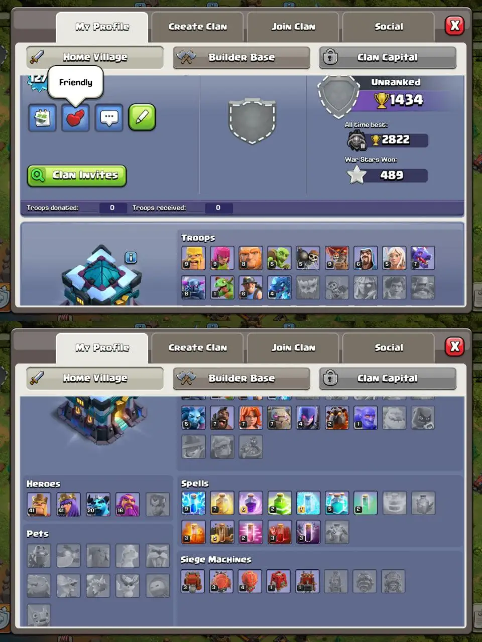 [#839] SEMI-MAX TH 13 |41-41-20-16 HEROES | SOME MAGIC ITEMS | 876 CWL MEDALS |1000 RENAME | INSTANT DELIVERY