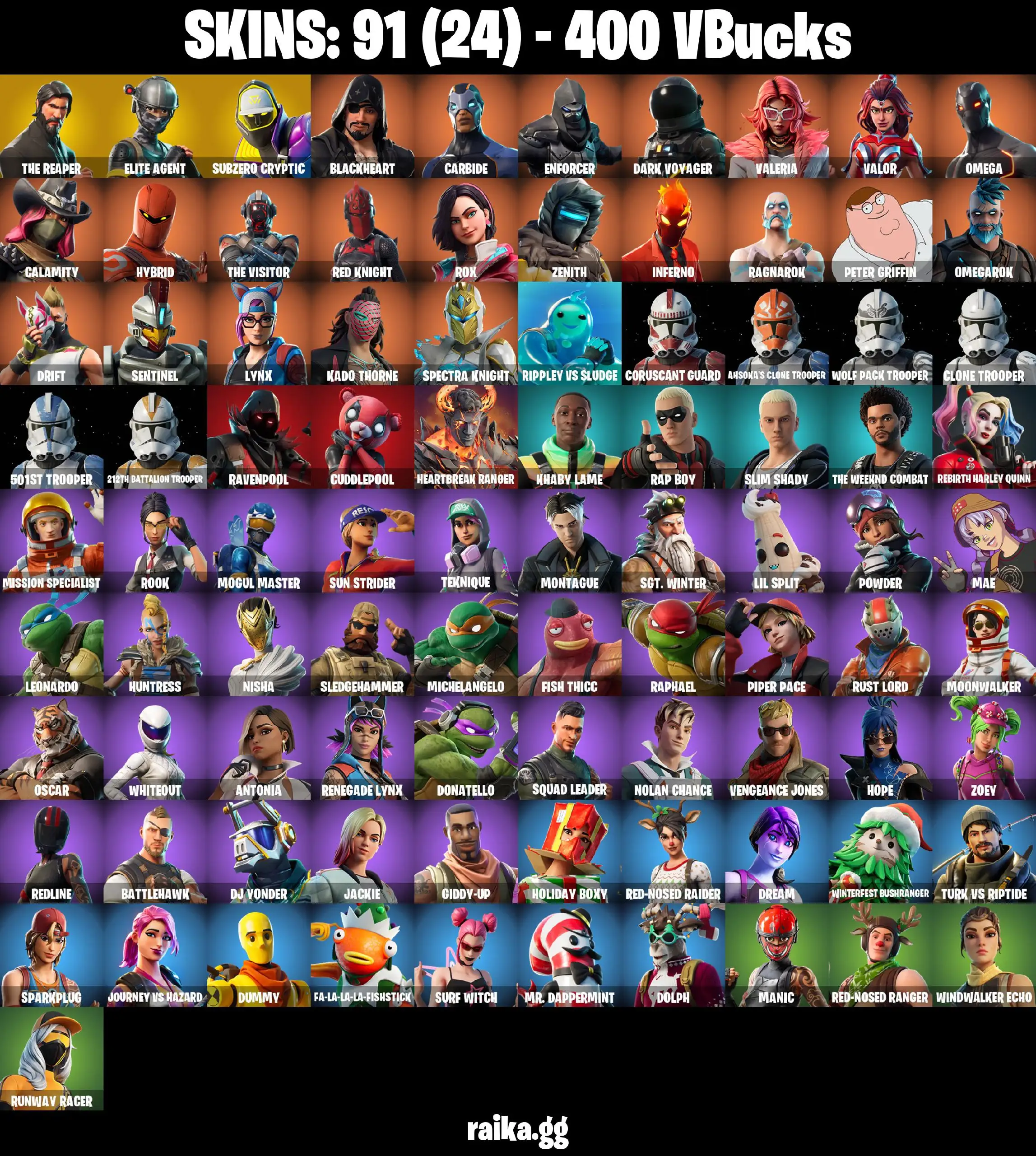 [PC/XBOX/PSN] Full 91 skins | The Reaper | Elite Agent | The Visitor | Drift | Inferno | Valor | Enforcer | Carbide | Dark Voyager | 300 VB