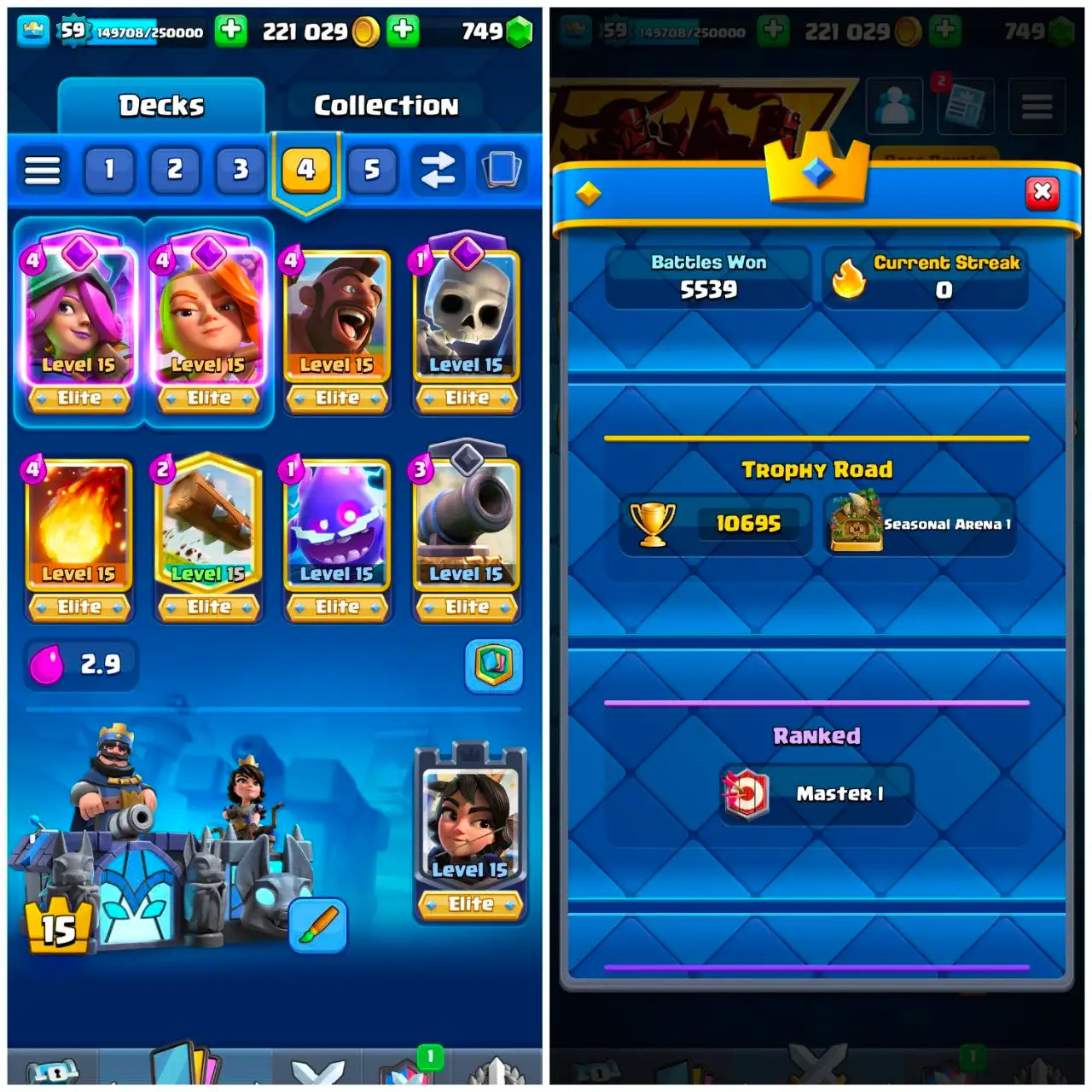 [#1456] 10.6K TROPHY - LVL 59 | KT 15 - ARENA 25 | 15 TOWER SKINS - 198 SUPER OG EMOTES | 83 MAX CARDS - 18 EVOLUTION CARDS - 17 ELITE CARDS | FREE RENAME - INSTANT DELIVERY