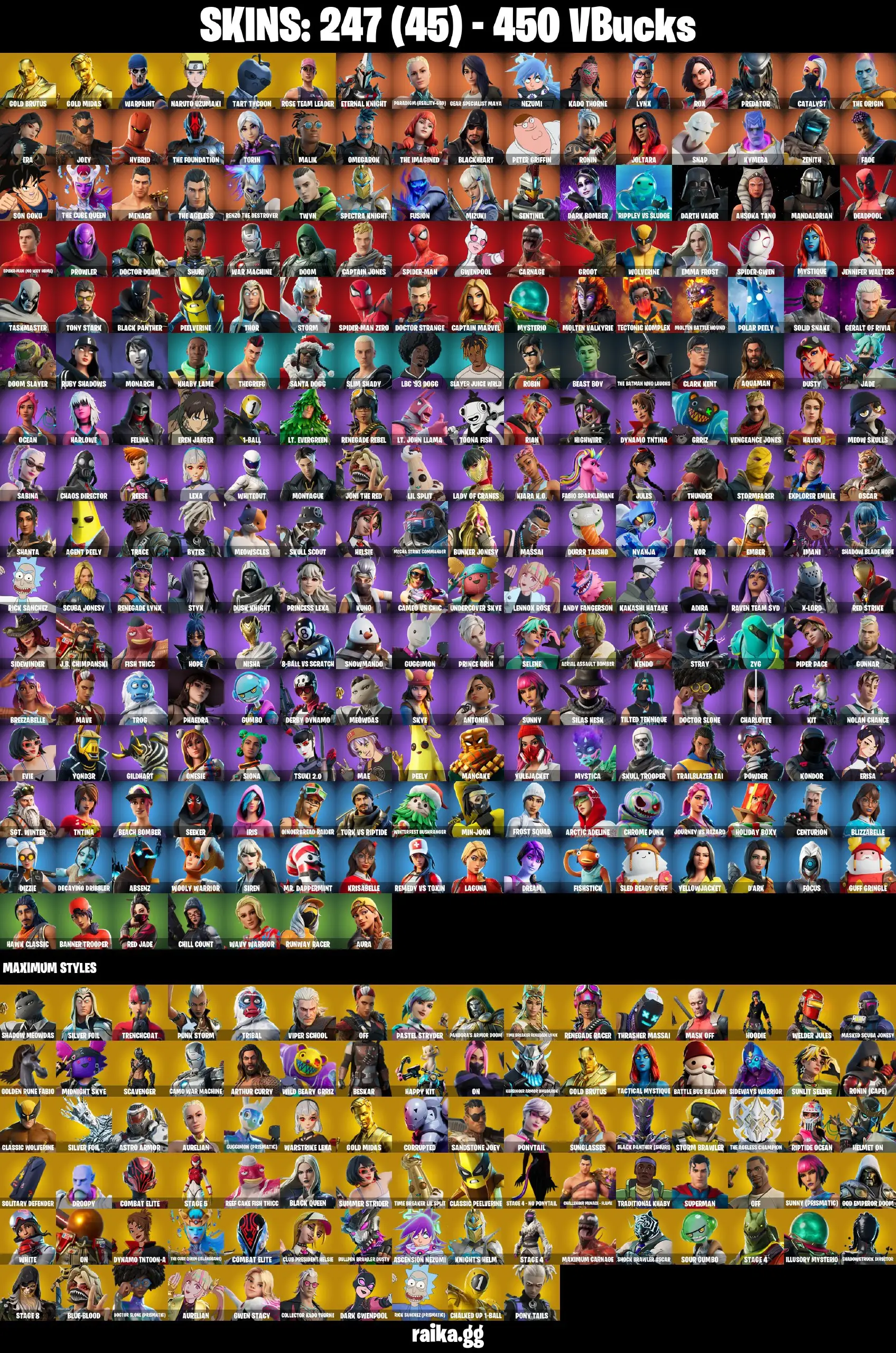 [PC/PSN/XBOX] 247 skins | OG STW | Gold Brutus | Gold Midas | Lynx | Fusion | Gear Specialist Maya | Menace | Nezumi | Joltara | Spectra Knight