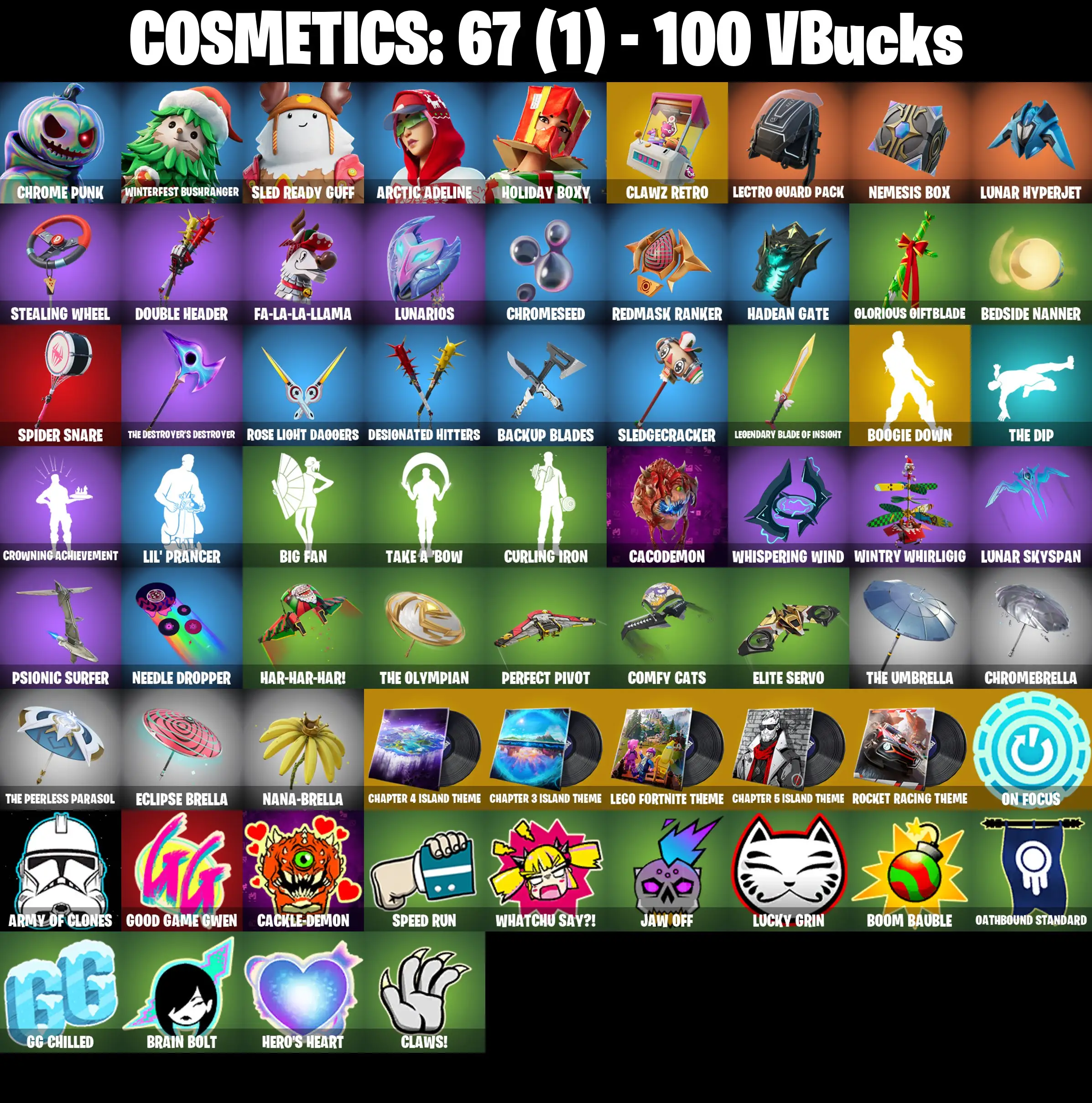 [PC/PSN/XBOX] 5 Skins | Holiday Boxy | Sled Ready Guff | Winterfest Bushranger | Chrome Punk | Arctic Adeline | 0 VB