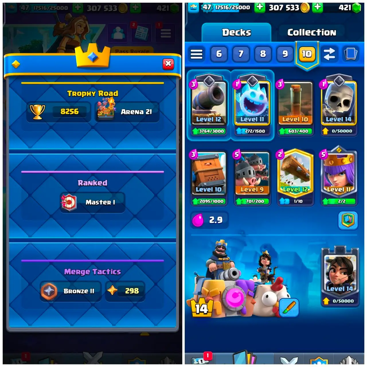 [#1453] 8256 TROPHY | 47 LEVEL  | 21 ARENA  | 14 KT  | 73 EMOTES   | 500  RENAME | CHEAP PRICE | INSTANT DELIVERY