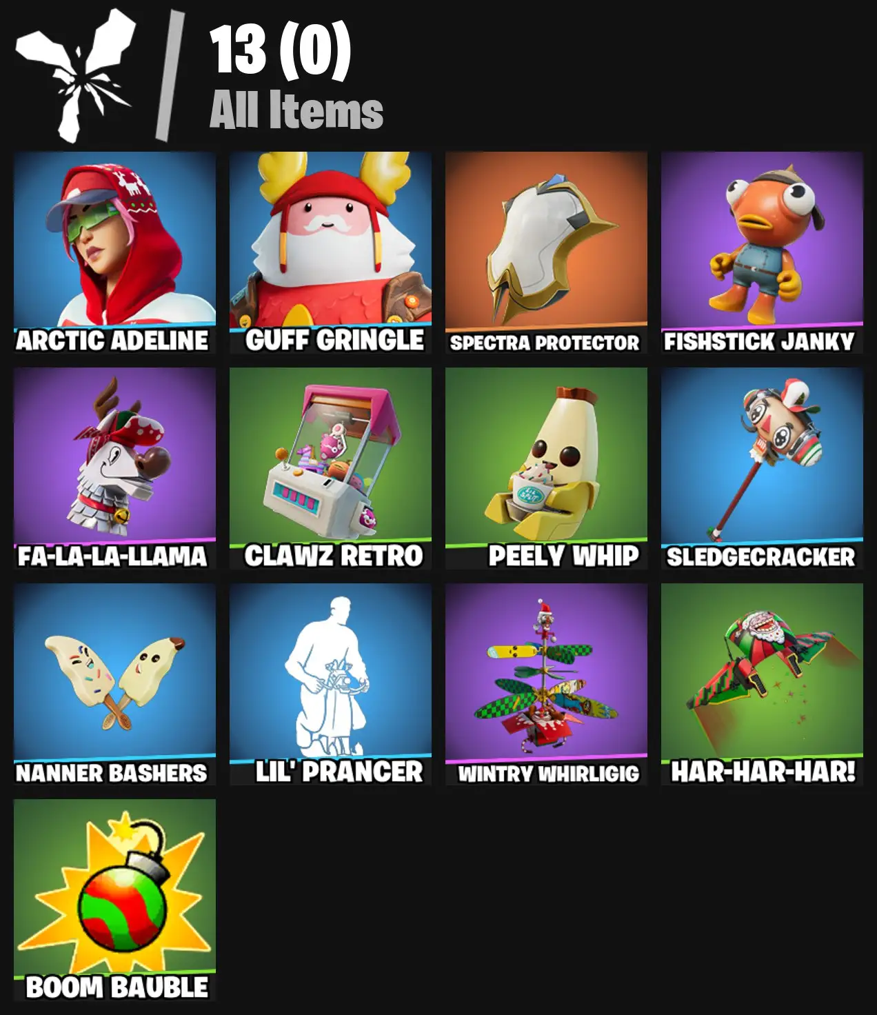[PC/PSN/XBOX] 2 skins | Arctic Adeline | Guff Gringle | Spectra Protector | Fishstick Janky | Fa-la-la-Llama | Clawz Retro | Peely Whip | 0 VB