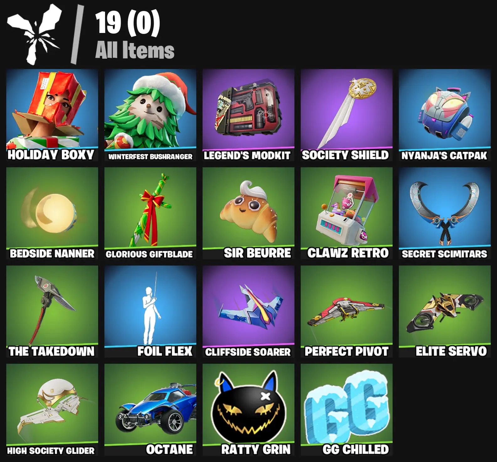 [PC/PSN/XBOX] 2 skins | Holiday Boxy | Winterfest Bushranger | Legend's Modkit | Society Shield | Nyanja's Catpak | Bedside Nanner | 100 VB