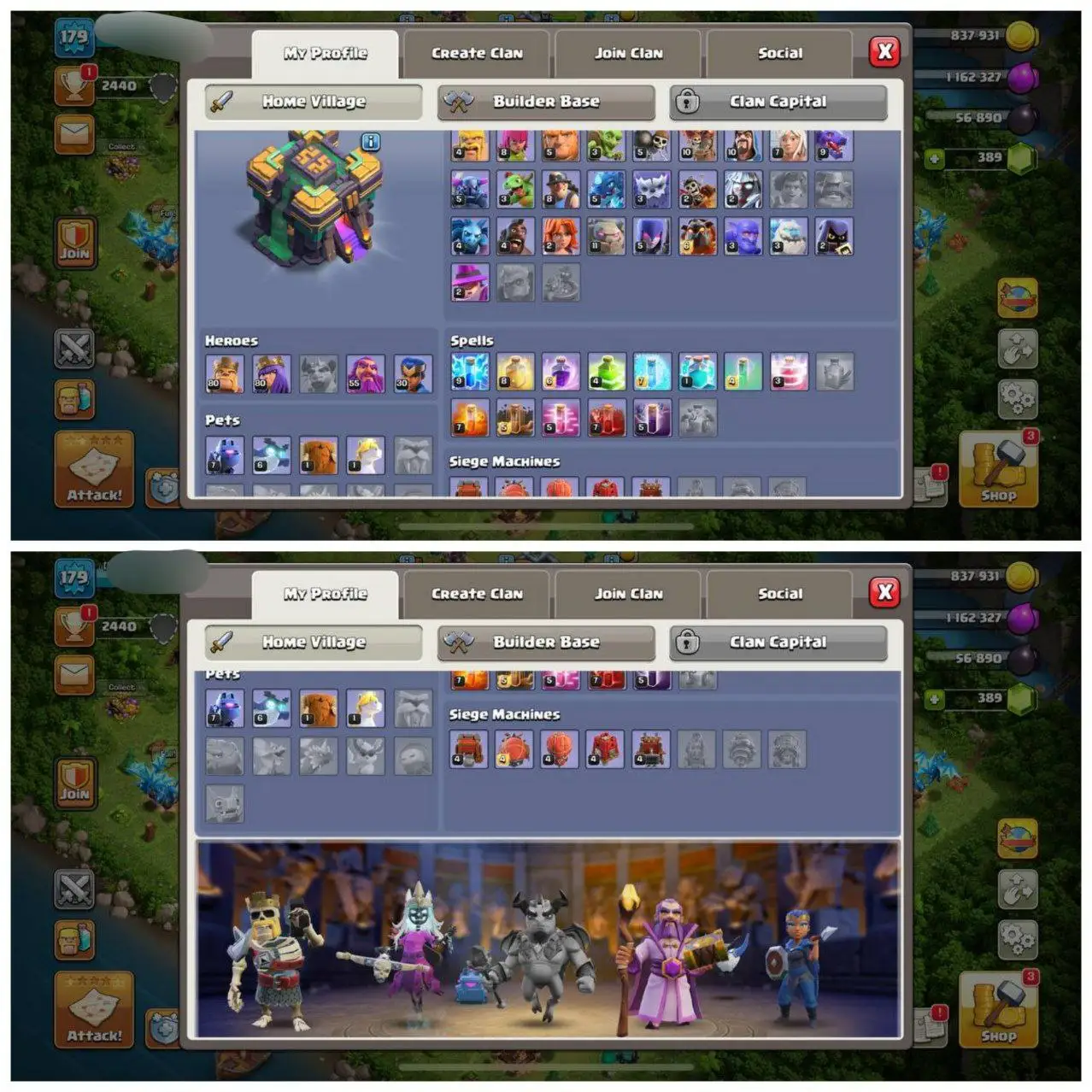 {STRONG ACCOUNT} TH14 SEMI MAX⚡️2 EPIC EQUIPMENTS⚡️XP- 179⚡️HERO 80-80-55-30⚡️  DARK BLUE WALLS⚡️500 GEMS NAME CHANGE⚡️MAGIC ITEMS⚡️OP LAB⚡️INSTANT DELIVERY 🚚
