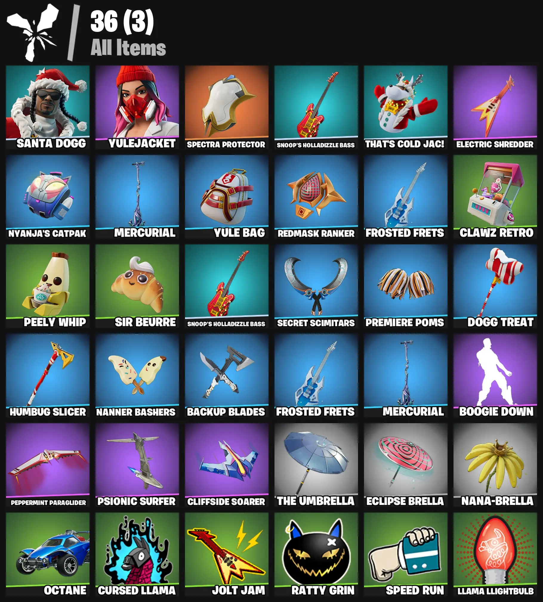 [PC/PSN/XBOX] 2 skins | Santa Dogg | Yulejacket | Spectra Protector | Snoop's Holladizzle Bass | That's Cold Jac! | Electric Shredder | 200 VB