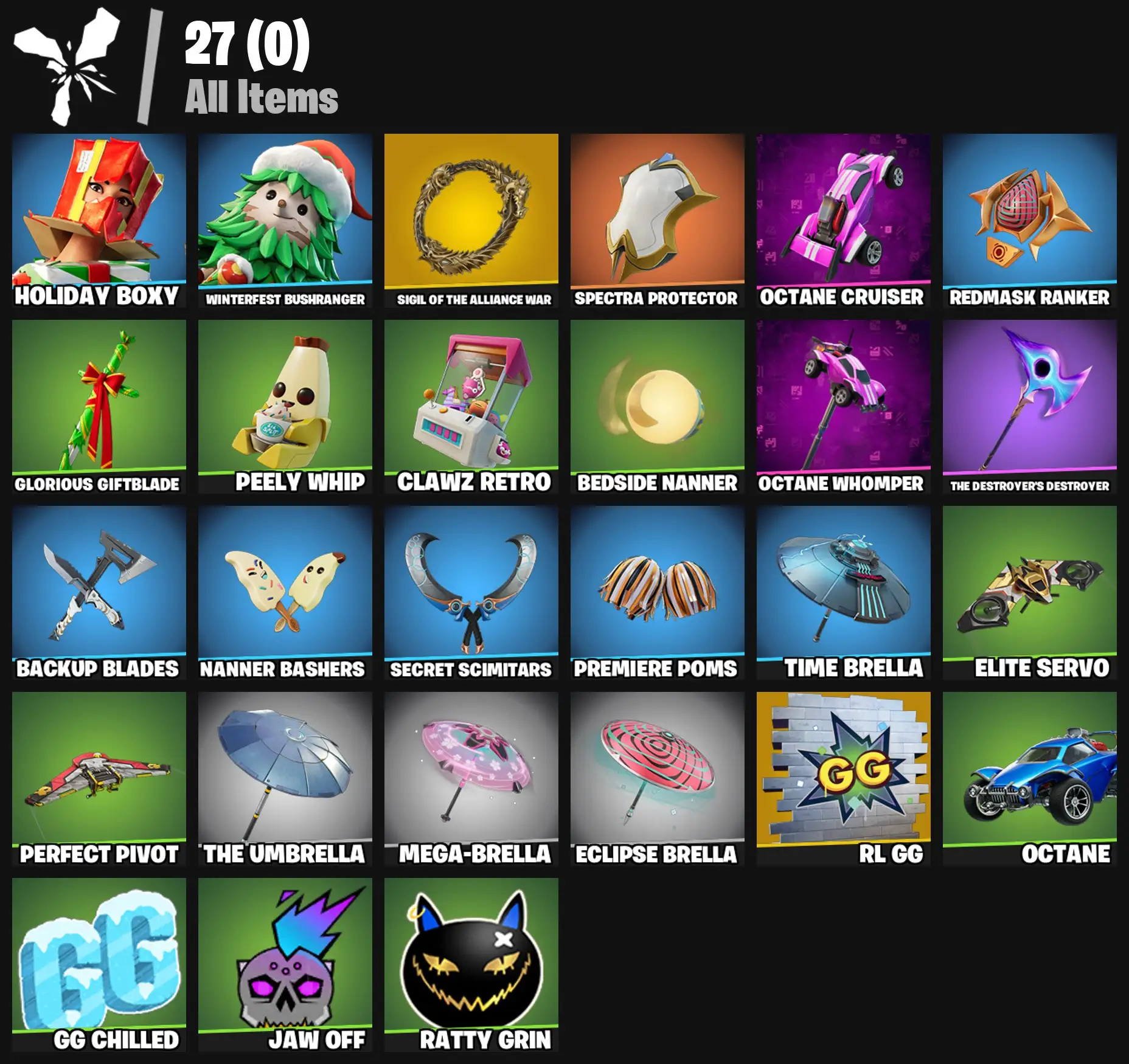 [PC/PSN/XBOX] 2 skins | Sigil of the Alliance War | Holiday Boxy | Winterfest Bushranger | Spectra Protector | Octane Cruiser | Redmask Ranker | 0 VB