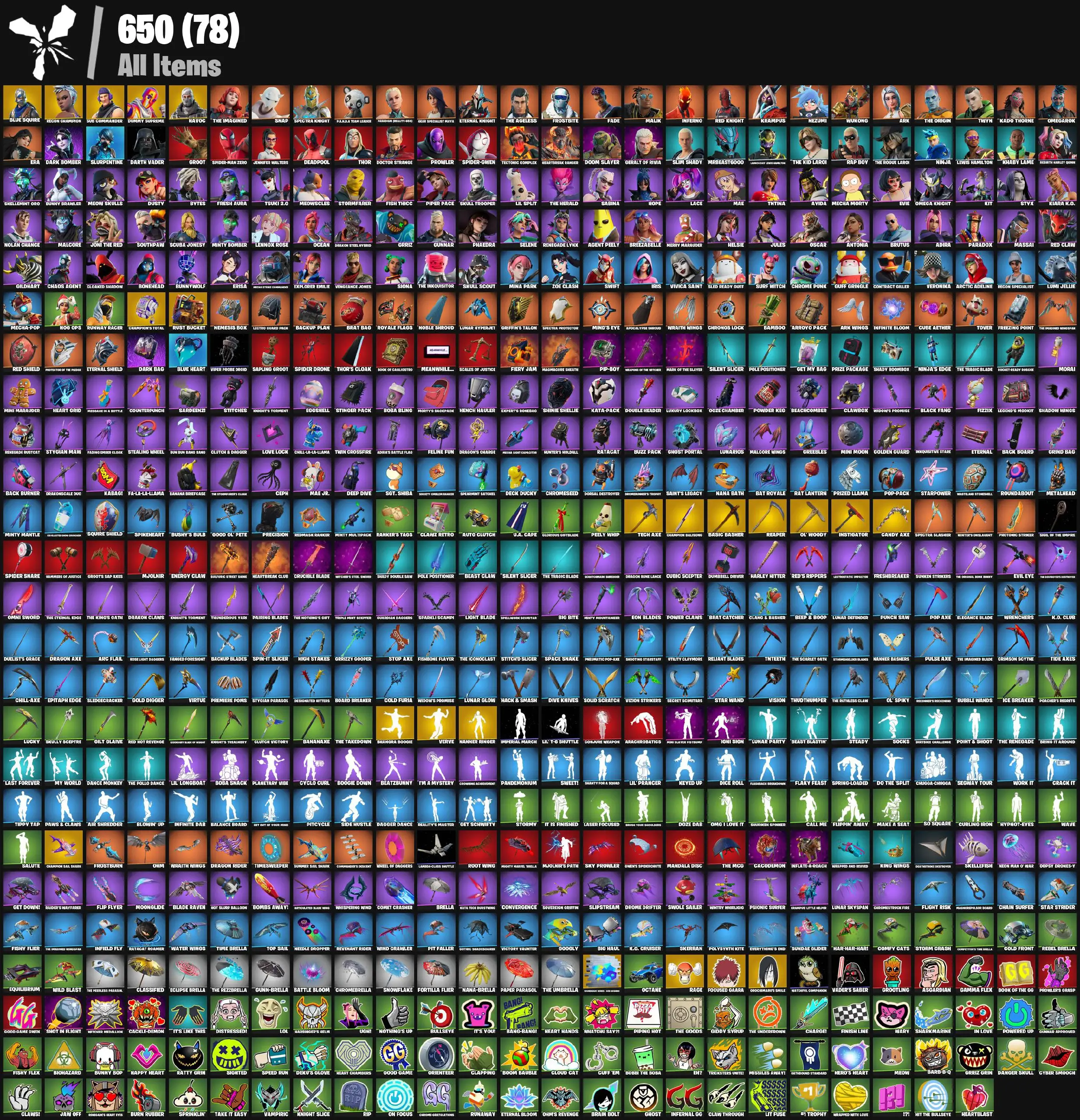 [PC/PSN/XBOX] 133 skins | Blue Squire | Sub Commander | Recon Champion | Dummy Supreme | Explorer Emilie | Havoc | Champion's Total | Rust Bucket