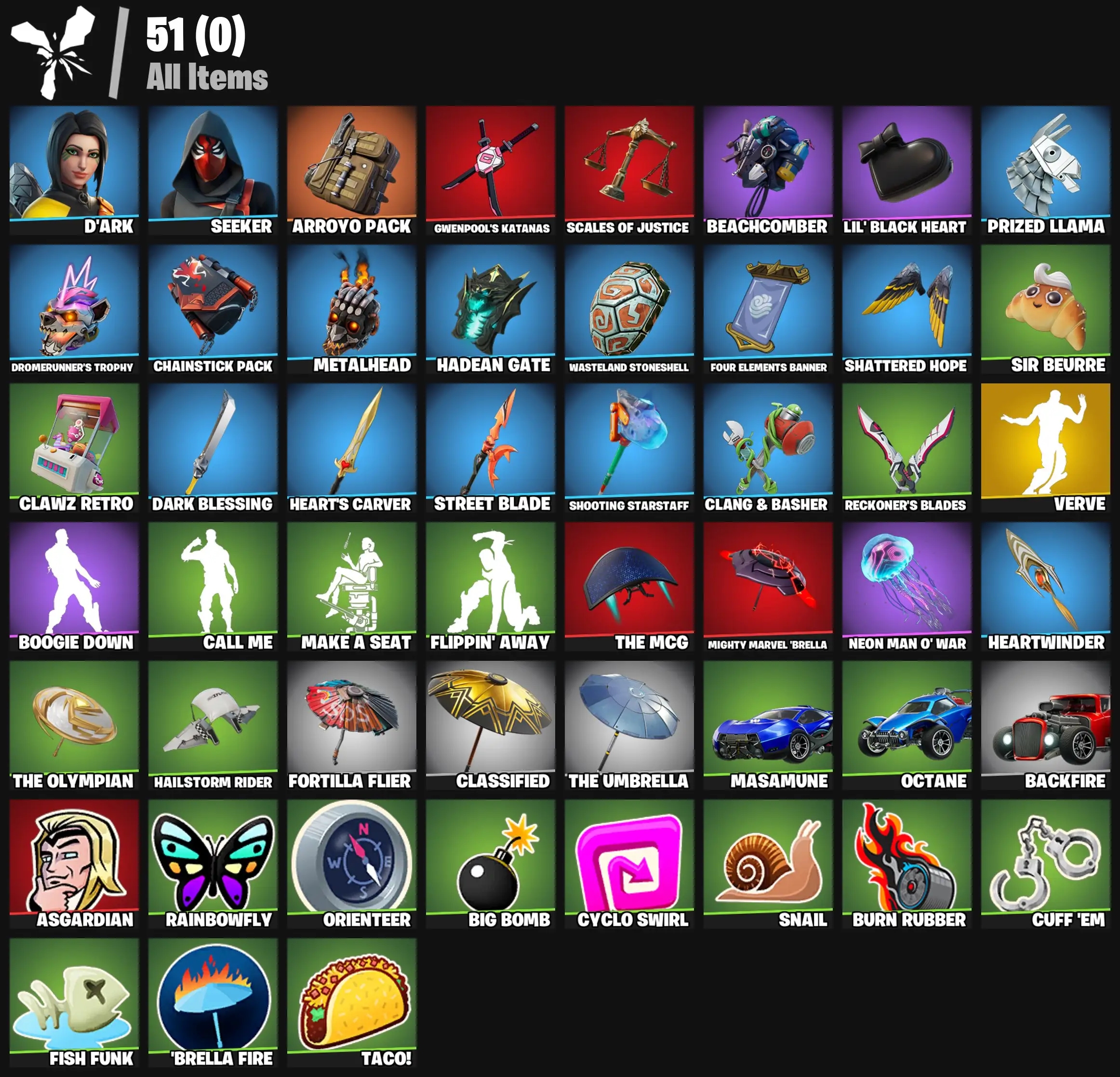 [PC/PSN/XBOX] 2 skins | Verve | D'Ark | Seeker | Arroyo Pack | Gwenpool's Katanas | Scales of Justice | Beachcomber | Lil' Black Heart | 100 VB