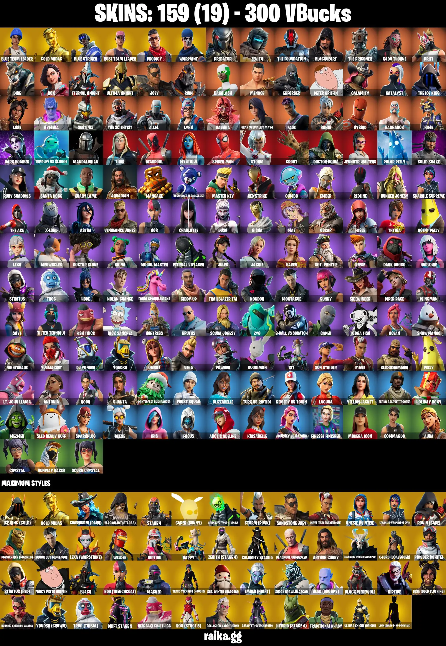 [PC/XBOX] Full 159 skins | Leviathan Axe | OG STW | Blue Team Leader | Gold Midas | Modena Icon | Blue Striker | Prodigy | Ronin