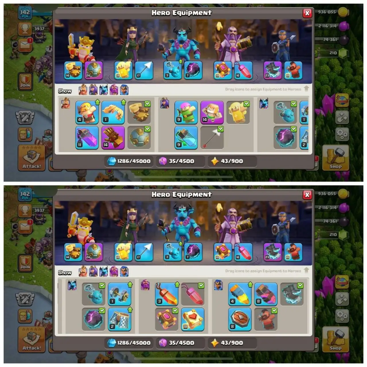 {STRONG BASE} TH16 SEMI MAX⚡️4 EPIC EQUIPMENTS⚡️XP- 142⚡️HERO 54-67-41-45-27⚡️ HOT WALLS⚡️294 CWL MEDALS⚡️OP LAB⚡️INSTANT DELIVERY 🚚