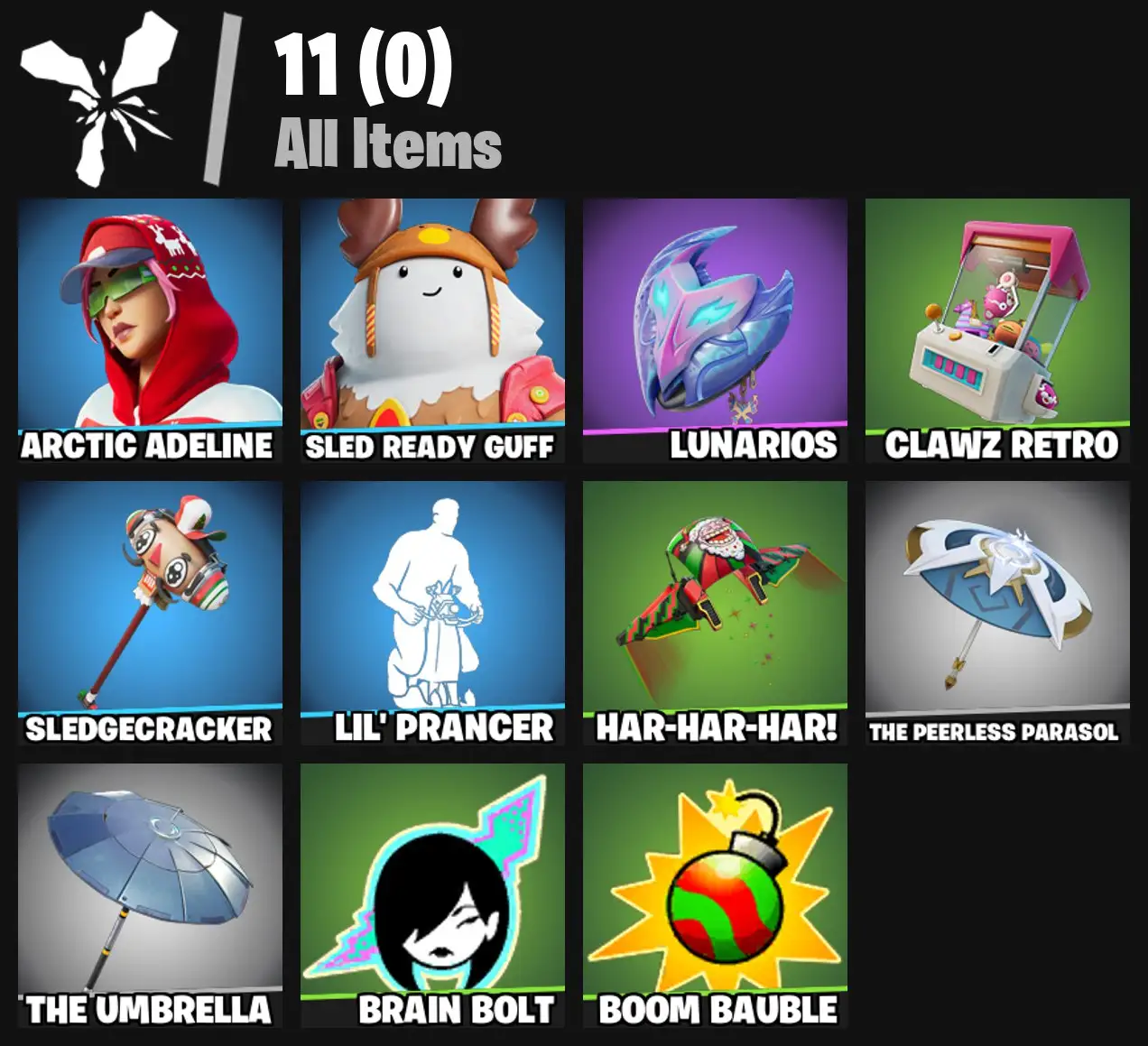[PC/PSN/XBOX] 2 skins | Arctic Adeline | Sled Ready Guff | Lunarios | Clawz Retro | Sledgecracker | Lil' Prancer | Har-Har-Har! | The Peerless Parasol | 0 VB