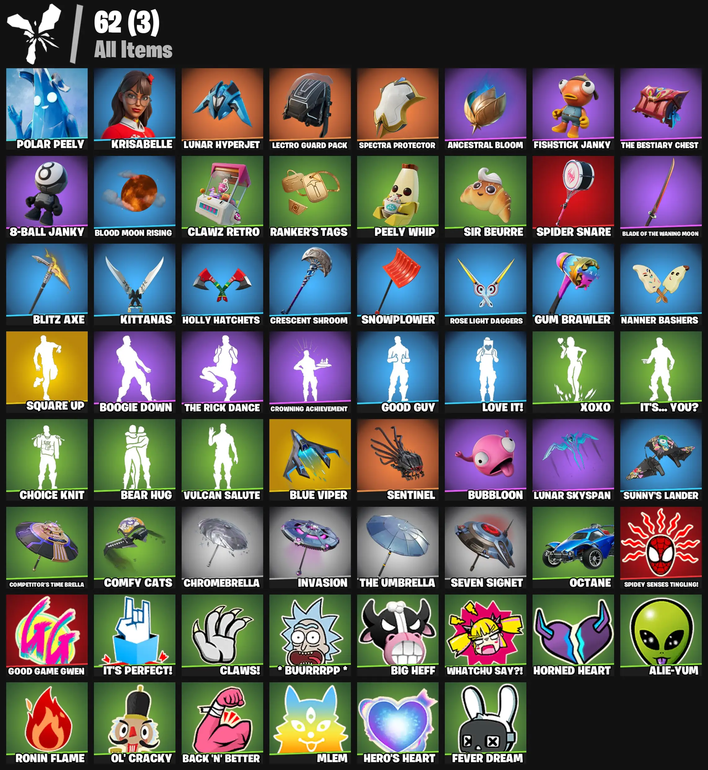 [PC/PSN/XBOX] 2 skins | Square Up | Blue Viper | Polar Peely | Krisabelle | Lunar Hyperjet | Lectro Guard Pack | Spectra Protector | Ancestral Bloom | 300 VB