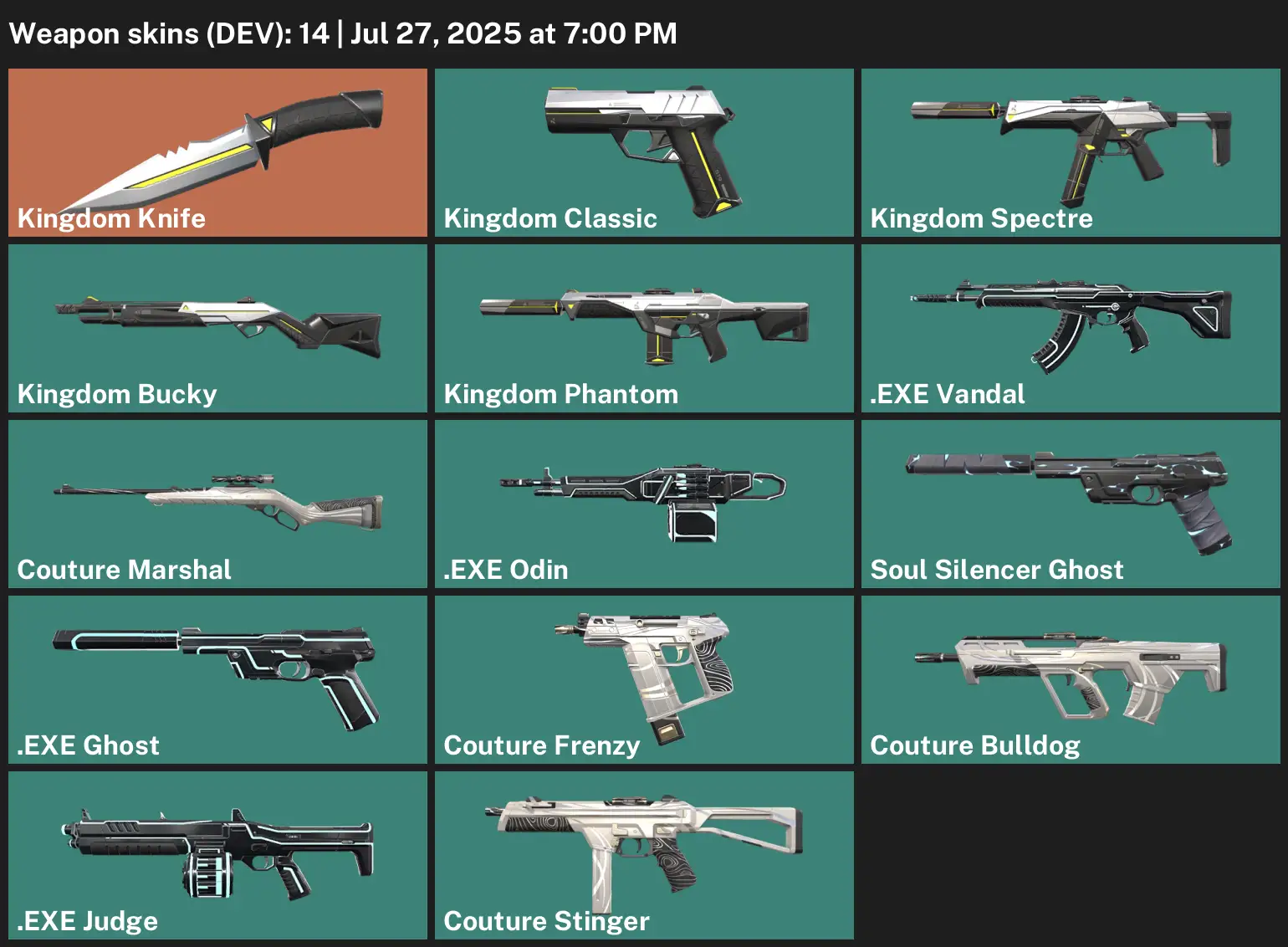 LATAM | 14 skins | Kingdom Knife | .EXE Vandal | Kingdom Phantom | .EXE Ghost | .EXE Odin |
