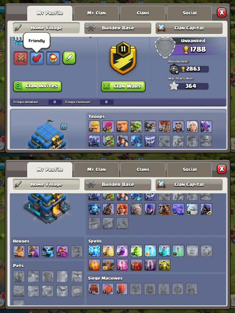 [#802] SEMI-MAX TH 12 | 48-47-22-21 HEROES | SOME MAGIC ITEMS | 400 CWL MEDALS | 1000 RENAME | INSTANT DELIVERY
