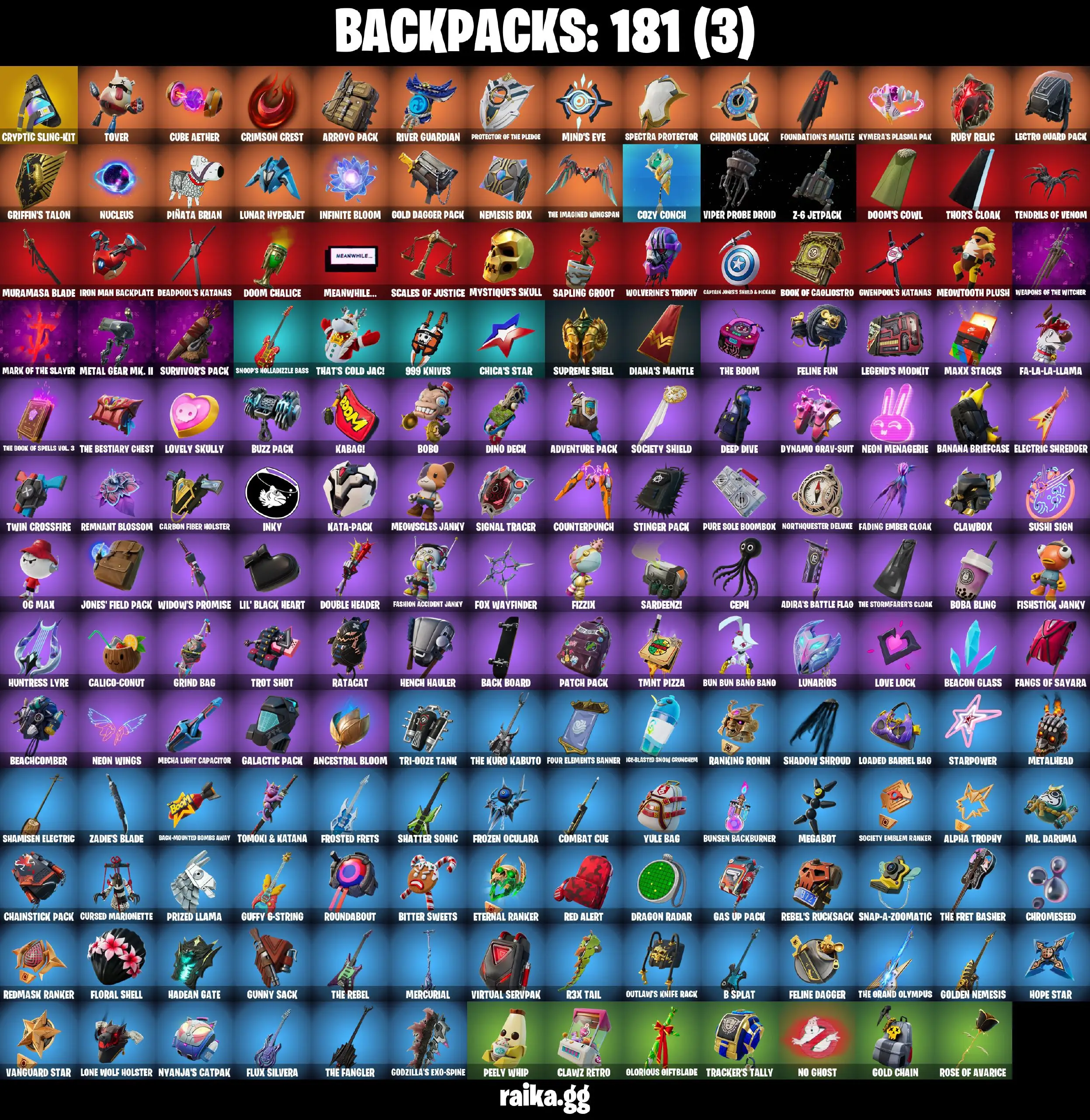 [PC/PSN/XBOX] 149 skins | Renegade Raider | Subzero Cryptic | Recon Champion | Championship Aura | Eddie Brock | Lina Scorch