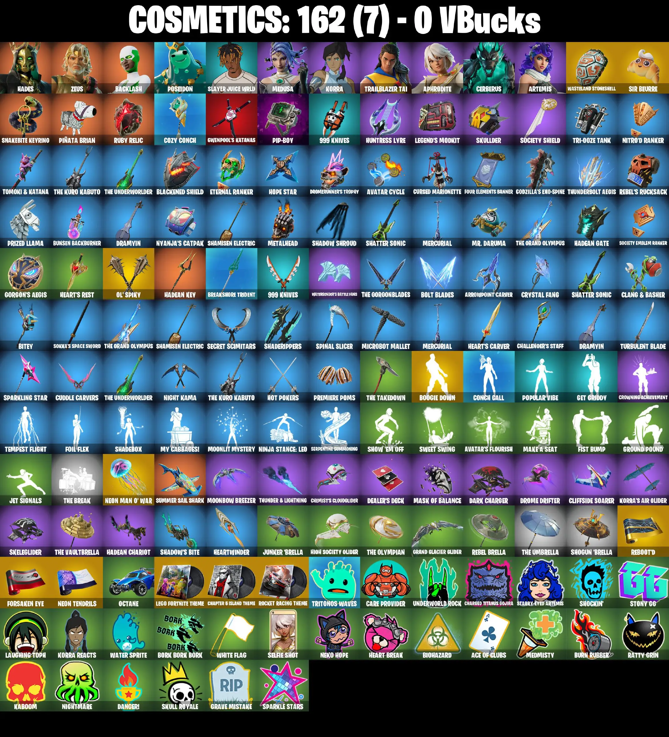 (PC/PSN/XBOX) 11 SKINS / ZEUS / BACKLASH / HADES / POSEIDON / SLAYER JUICE WRLD / CERBERUS / ARTEMIS / TRAILBLAZER TAI