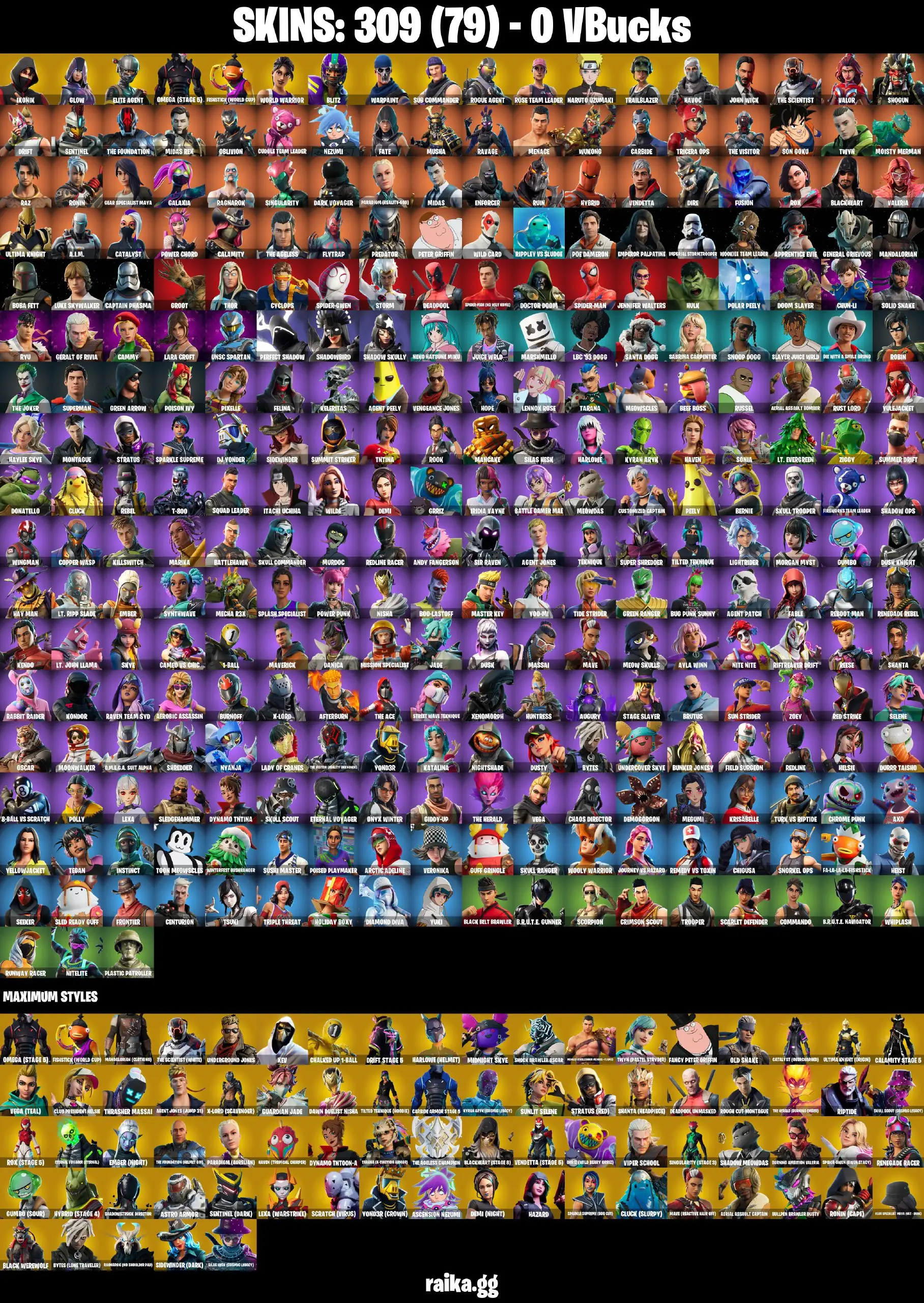 PC 309 skins | IKONIK | Glow | Take The L | Omega (stage 5) | Chun-Li | OG STW | Elite Agent | Chun-Li | World Warrior | 850 VB