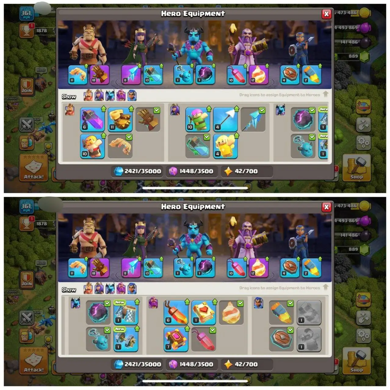 {70% DISCOUNT } TH13 SEMI MAX⚡️3 EPIC EQUIPMENTS⚡️XP-161⚡️HERO 55-75-40-39-13⚡️ DARK BLUE WALLS⚡️500 GEMS NAME CHANGE⚡️MAGIC ITEMS⚡️OP LAB⚡️INSTANT DELIVERY 🚚