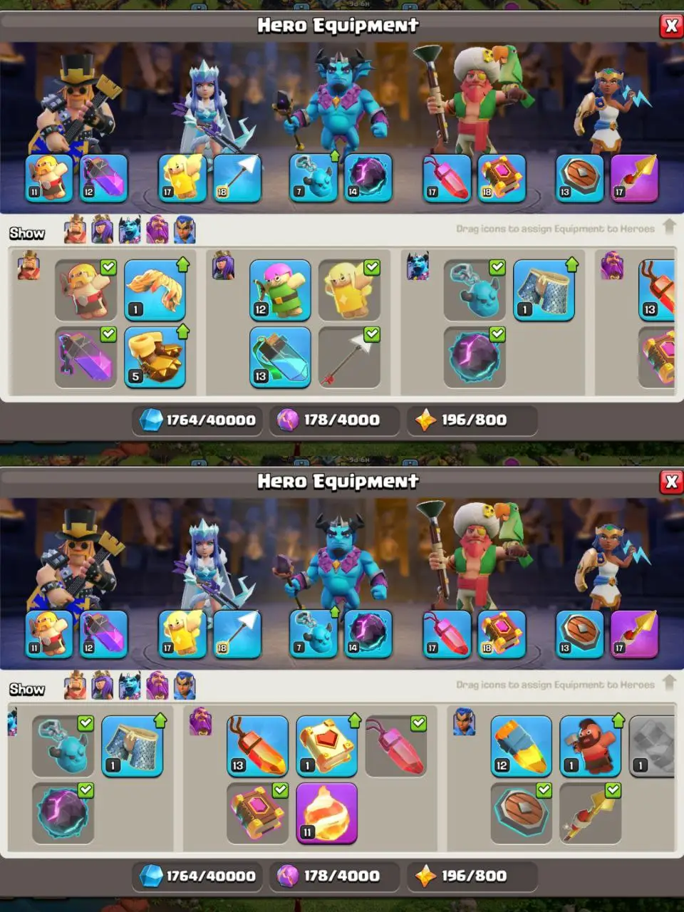 [#309] PRE - MAX TH 15 | 74-80-54-55-30 HEROES | STACKED MAGIC ITEMS | 288 CWL MEDALS | 500 RENAME |  5 HEROES SKIN | NORMAL EQUIPMENT | INSTANT DELIVERY