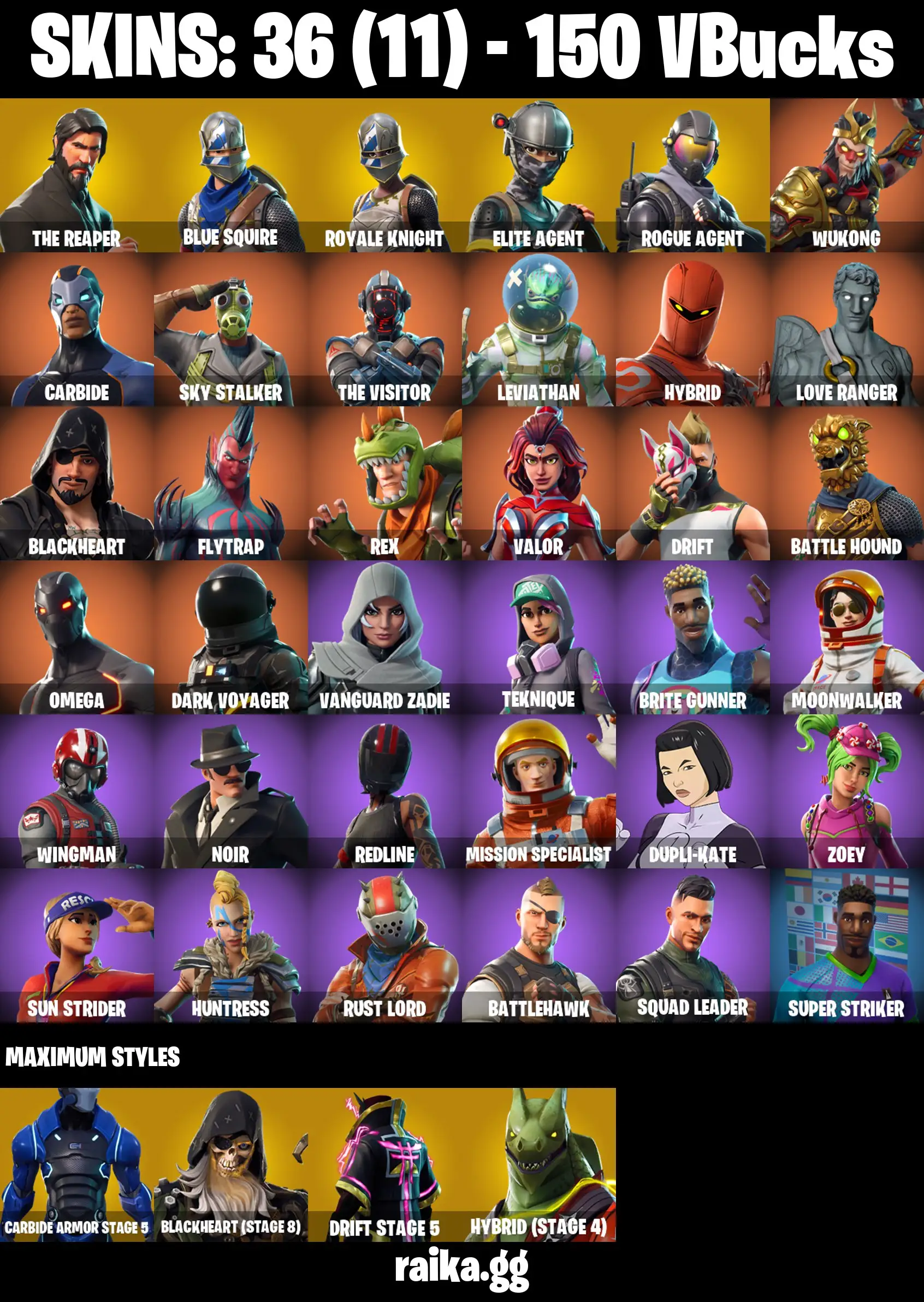 [PC/PSN/XBOX] FA 35 skins | The Reaper | Blue Squire | Royale Knight | Elite Agent | Take The L | Rogue Agent | Leviathan | Sky Stalker | 150 VB