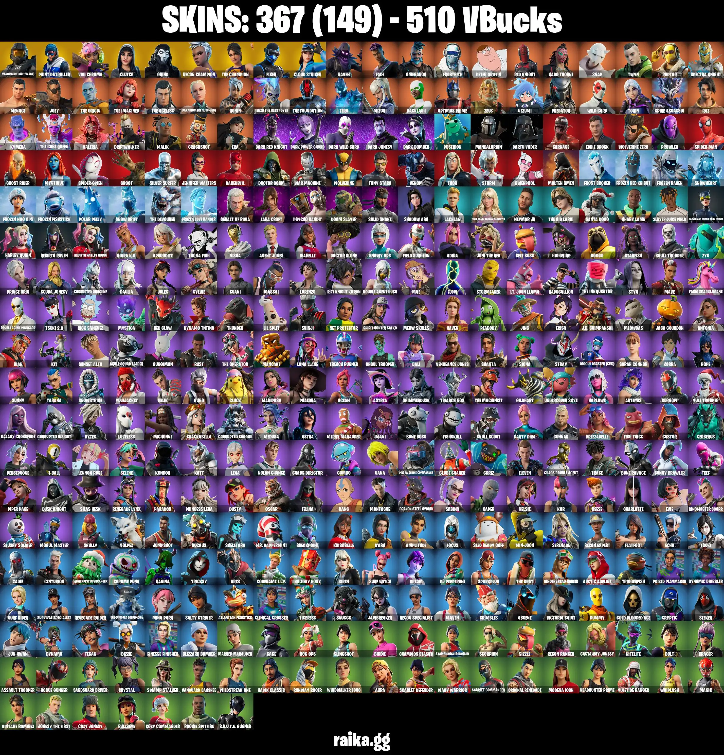 [PC/PSN/XBOX] 367 skins | Leviathan Axe | Renegade Raider | Point Patroller | Vivi Chroma | Clutch | Grind | Recon Champion | 510 VB