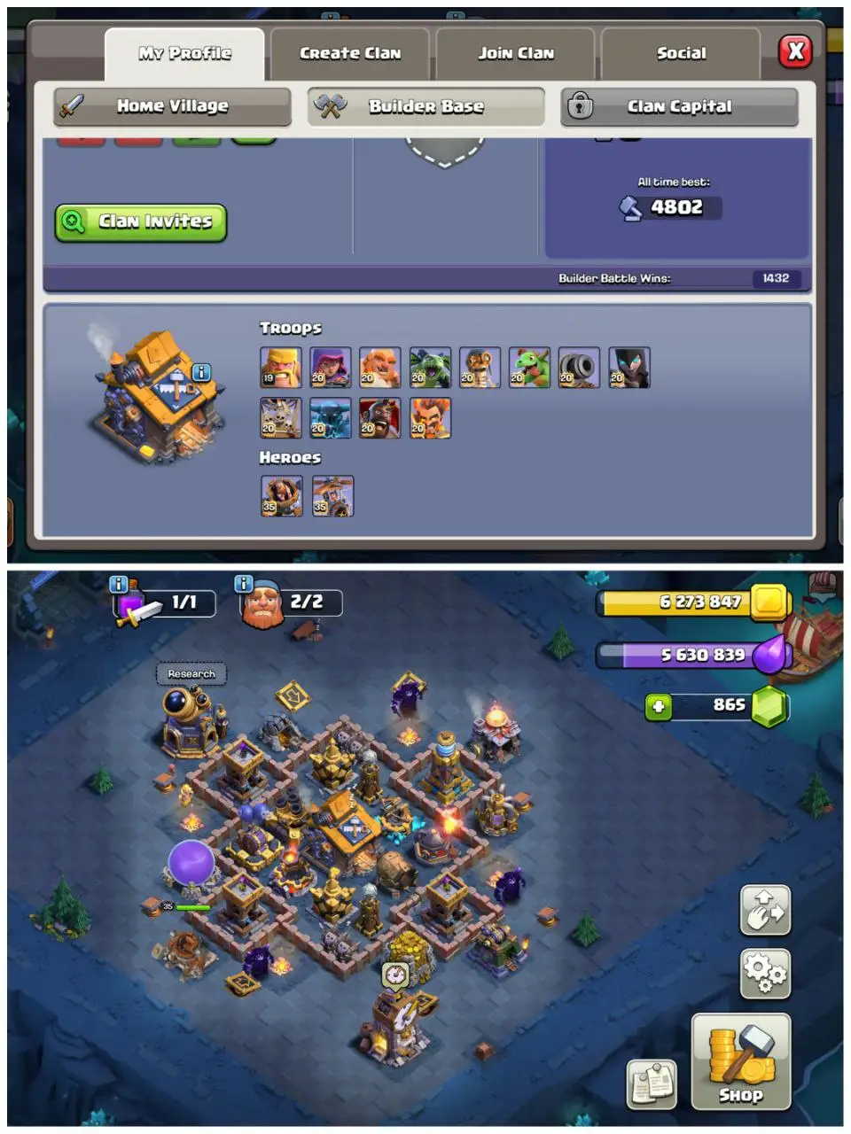 🔥 TH14 NEAR MAX 💥 | 3687 ATB 🏆 | EPIC EQUIPMENTS ⚙️ | MAGIC ITEMS STACKED 🎁 | MAX NIGHT BASE 🌙 | HEROES 73-80-53-55-30 👑 | INSTANT DELIVERY ⚡️