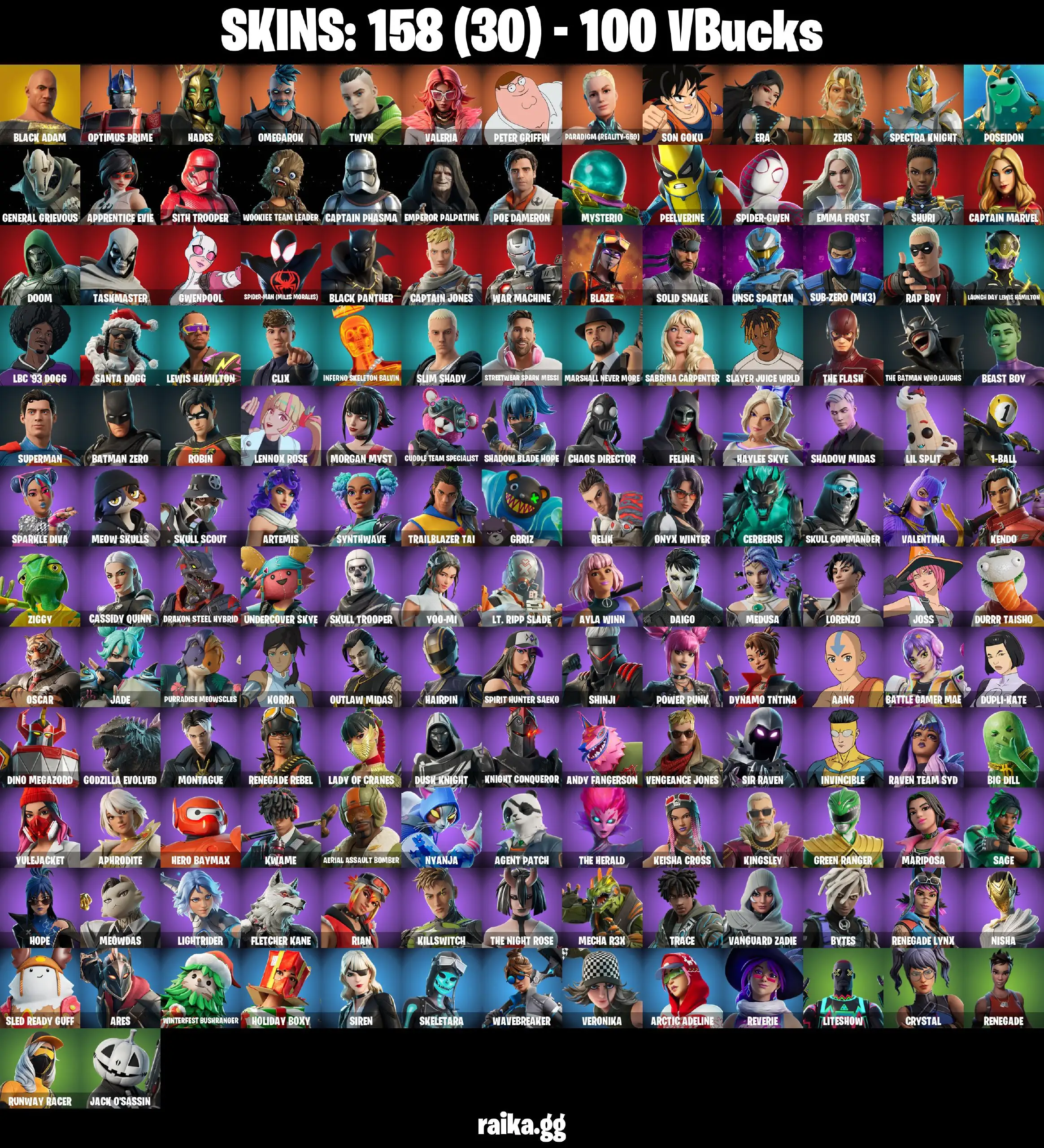 [PC/PSN/XBOX] 158 skins | Black Adam | Optimus Prime | Hades | Omegarok | Twyn | Valeria | Peter Griffin | Paradigm (Reality-659) | Son Goku