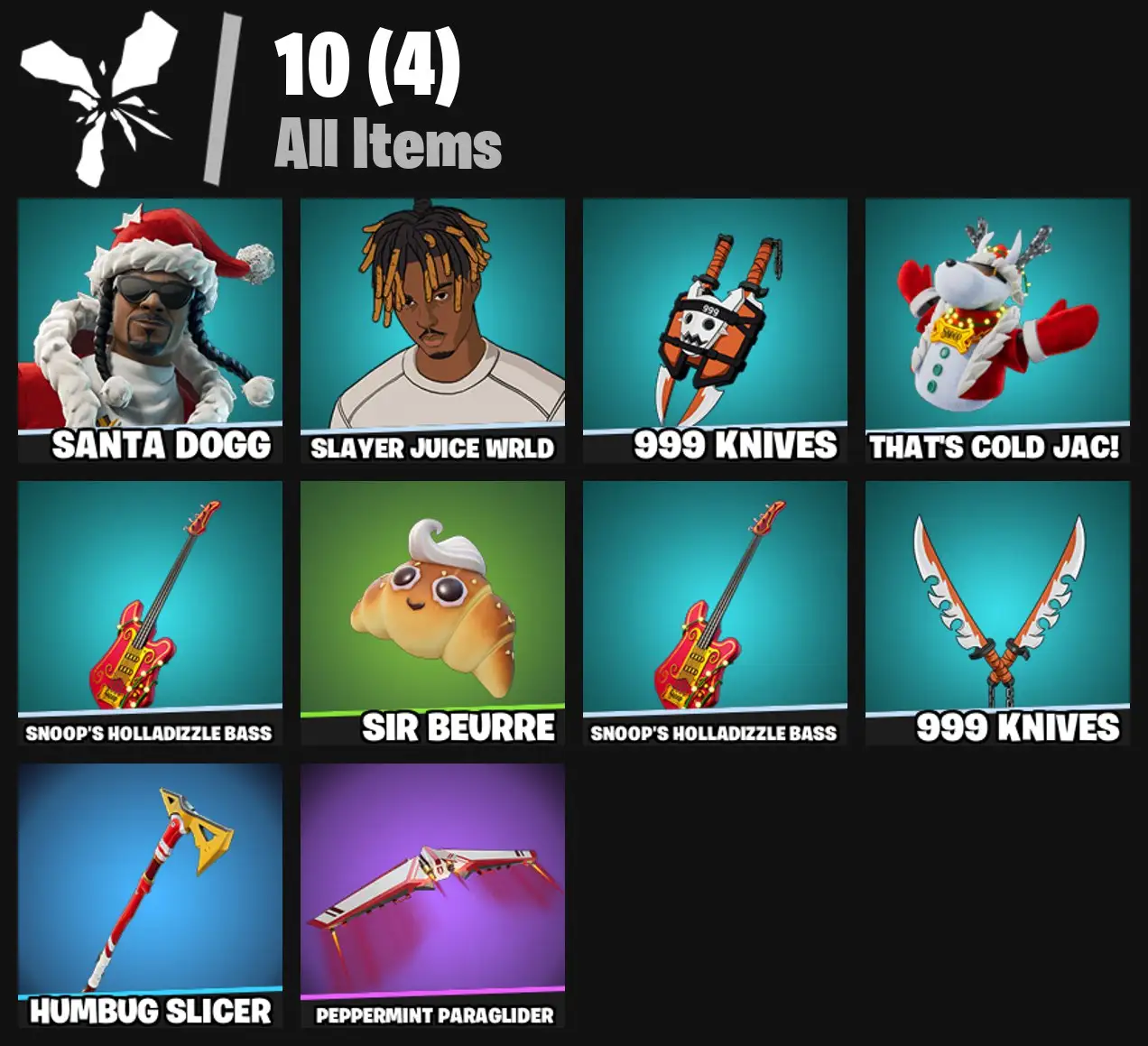 [PC/PSN/XBOX] 2 skins | Santa Dogg | Slayer Juice WRLD | 999 Knives | That's Cold Jac! | Snoop's Holladizzle Bass | Sir Beurre | 0 VB