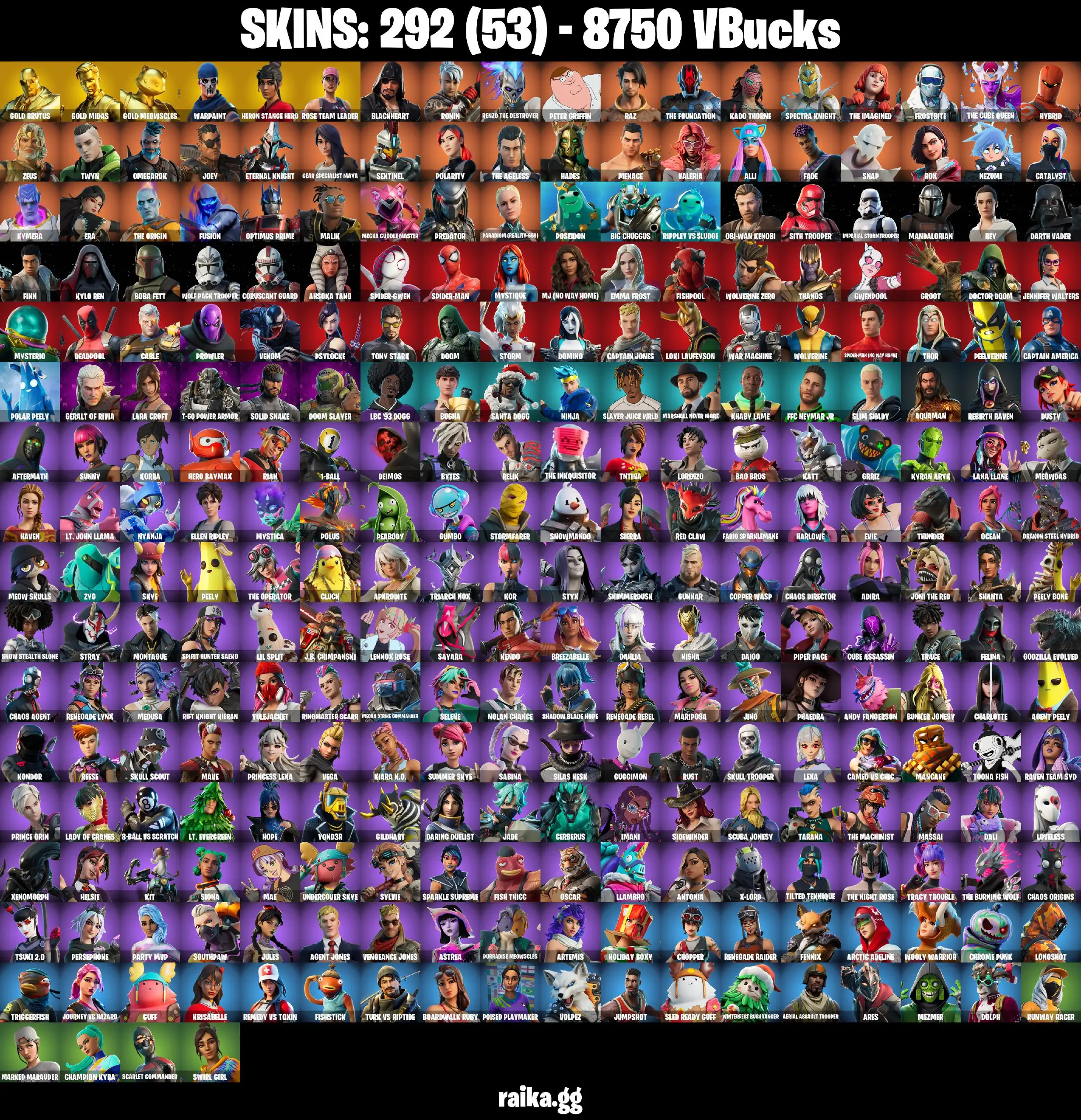 [PC/XBOX/PSN] FA 292 skins | OG STW | Renegade Raider | Aerial Assault Trooper | Gold Meowscles | Gold Brutus | Gold Midas 8650 VB