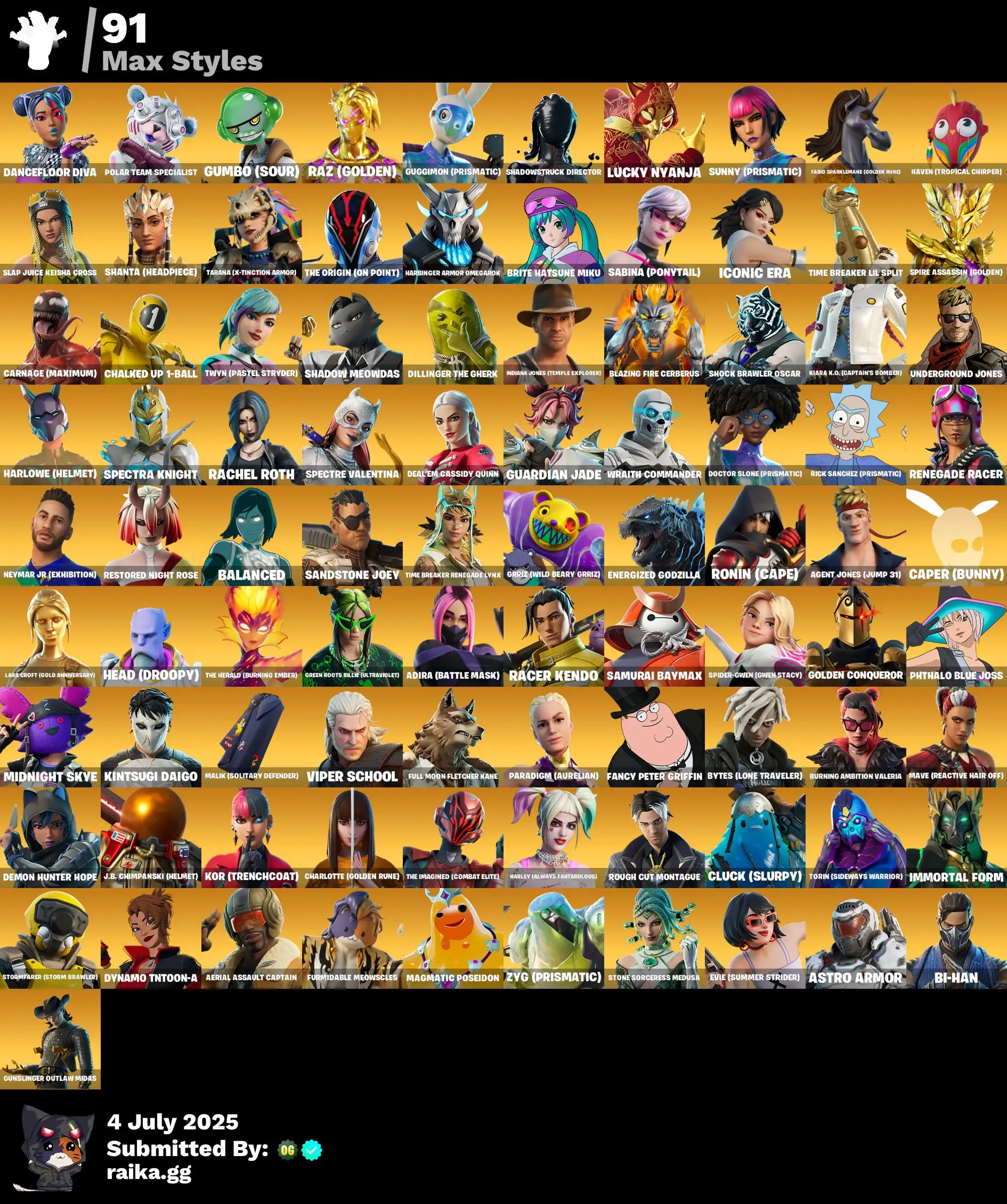 311 Skins · 115 Paid · Renegade Raider, Aerial Assault Bomber, Darth Vader, Peter Griffin & More!
