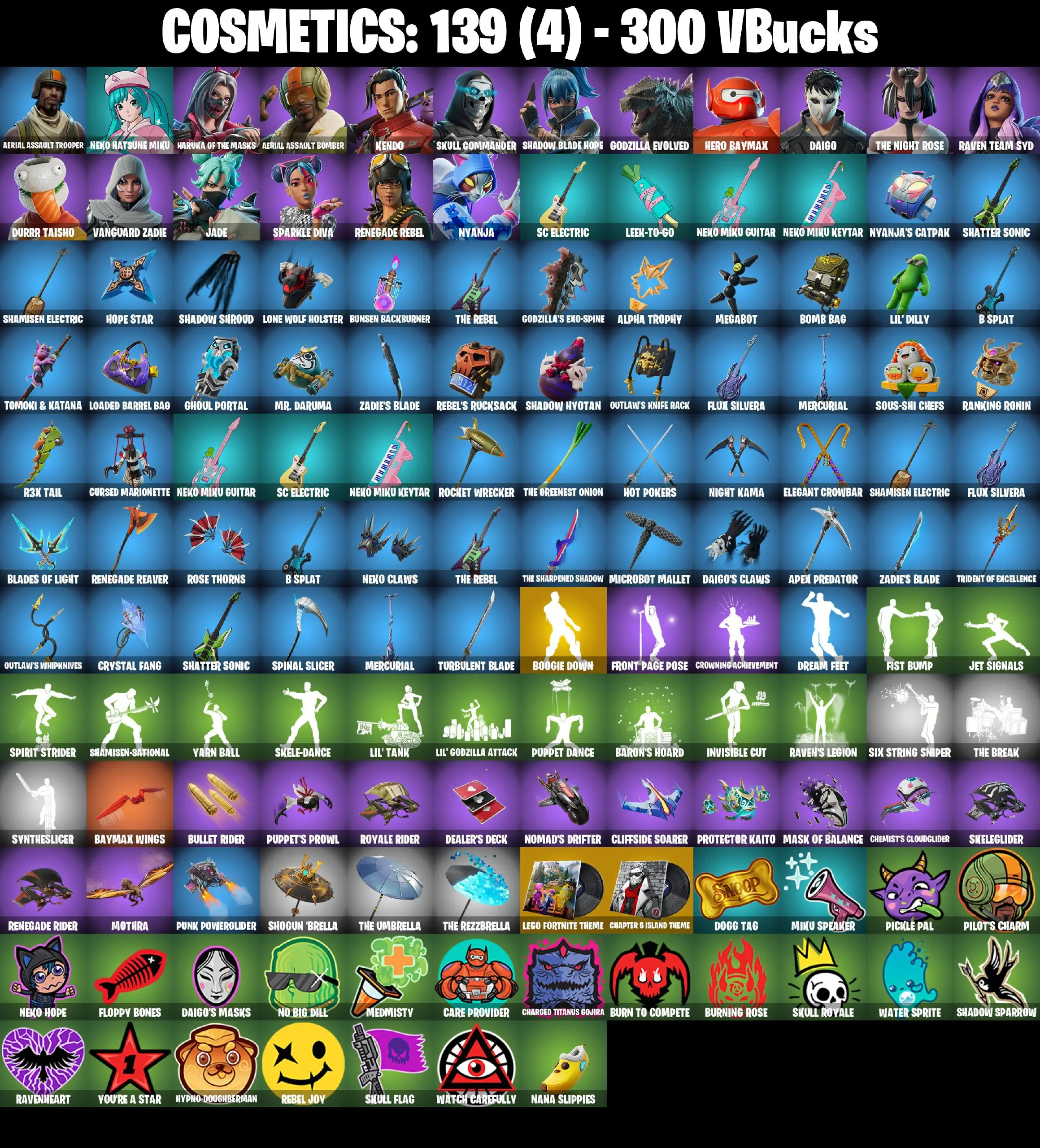 [PC/PSN/XBOX] 18 skins | Aerial Assault Trooper | Boogie Down | Neko Hatsune Miku | Haruka of the Masks | Aerial Assault Bomber | Kendo | Skull Commander