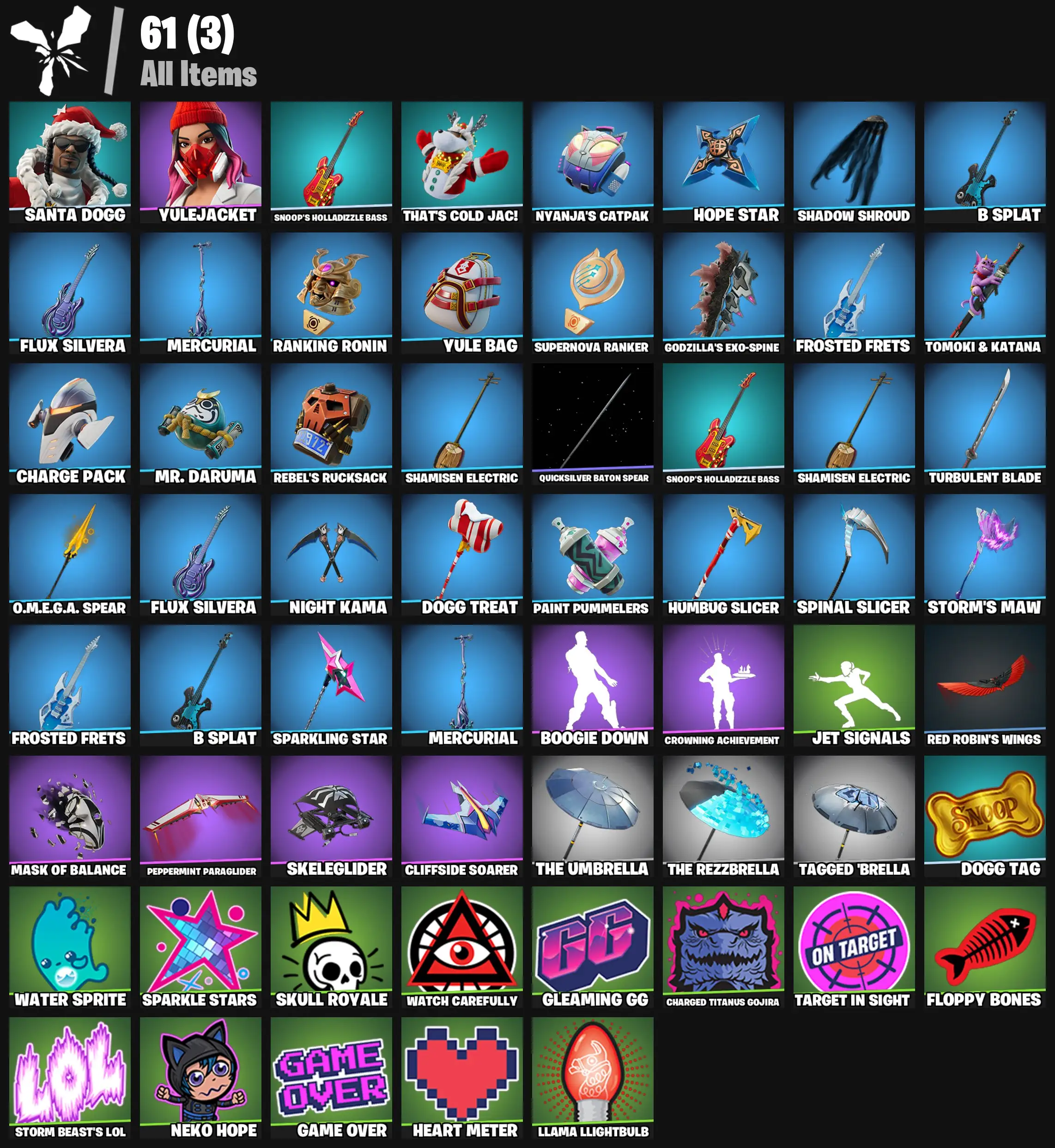 [PC/PSN/XBOX] 2 skins | Santa Dogg | Yulejacket | Snoop's Holladizzle Bass | That's Cold Jac! | Nyanja's Catpak | Hope Star | Shadow Shroud | 200 VB